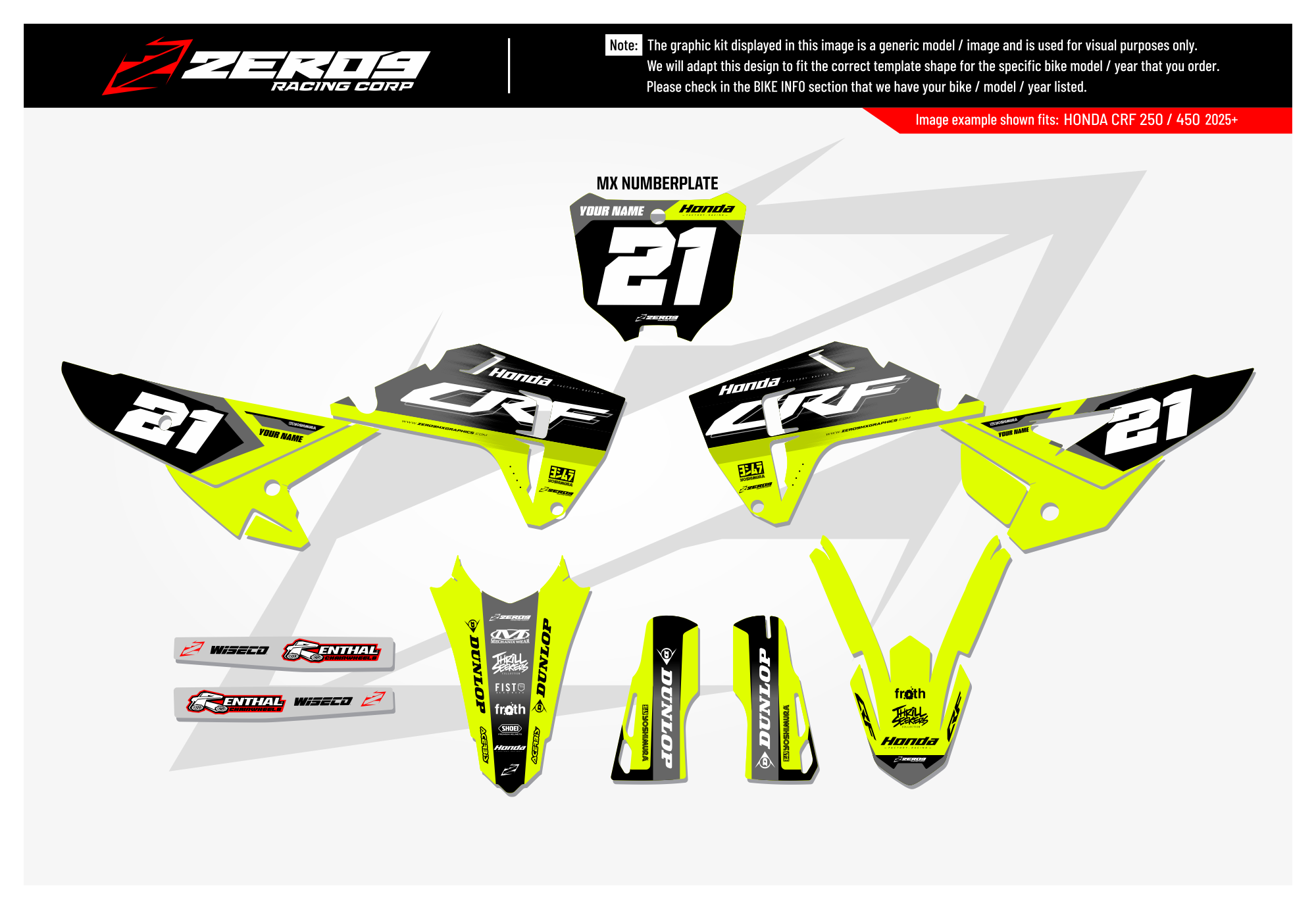 Honda Graphics Kit - ECHO | Vivid Yellow/Black