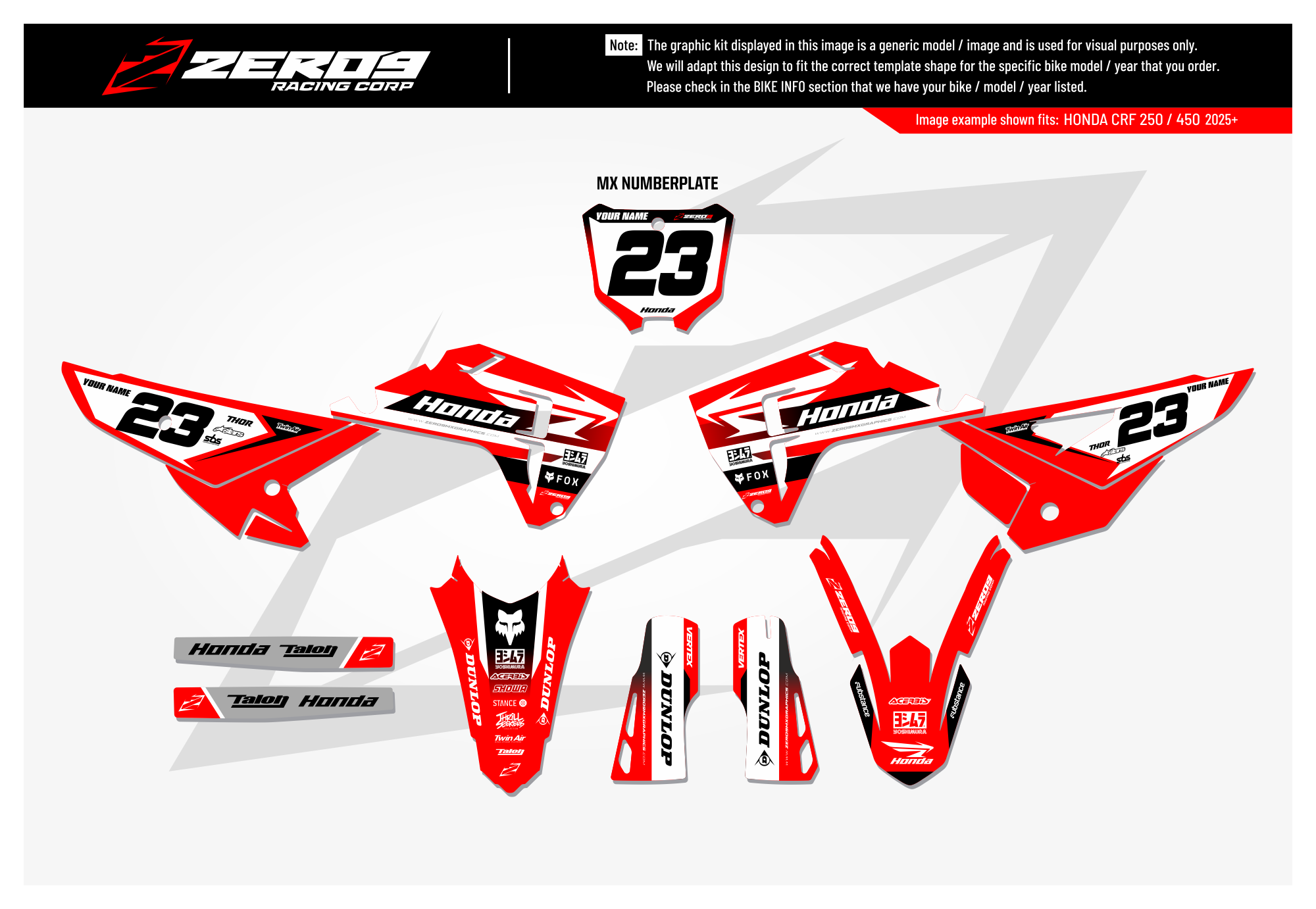 Honda Graphics Kit - FLUX | Red