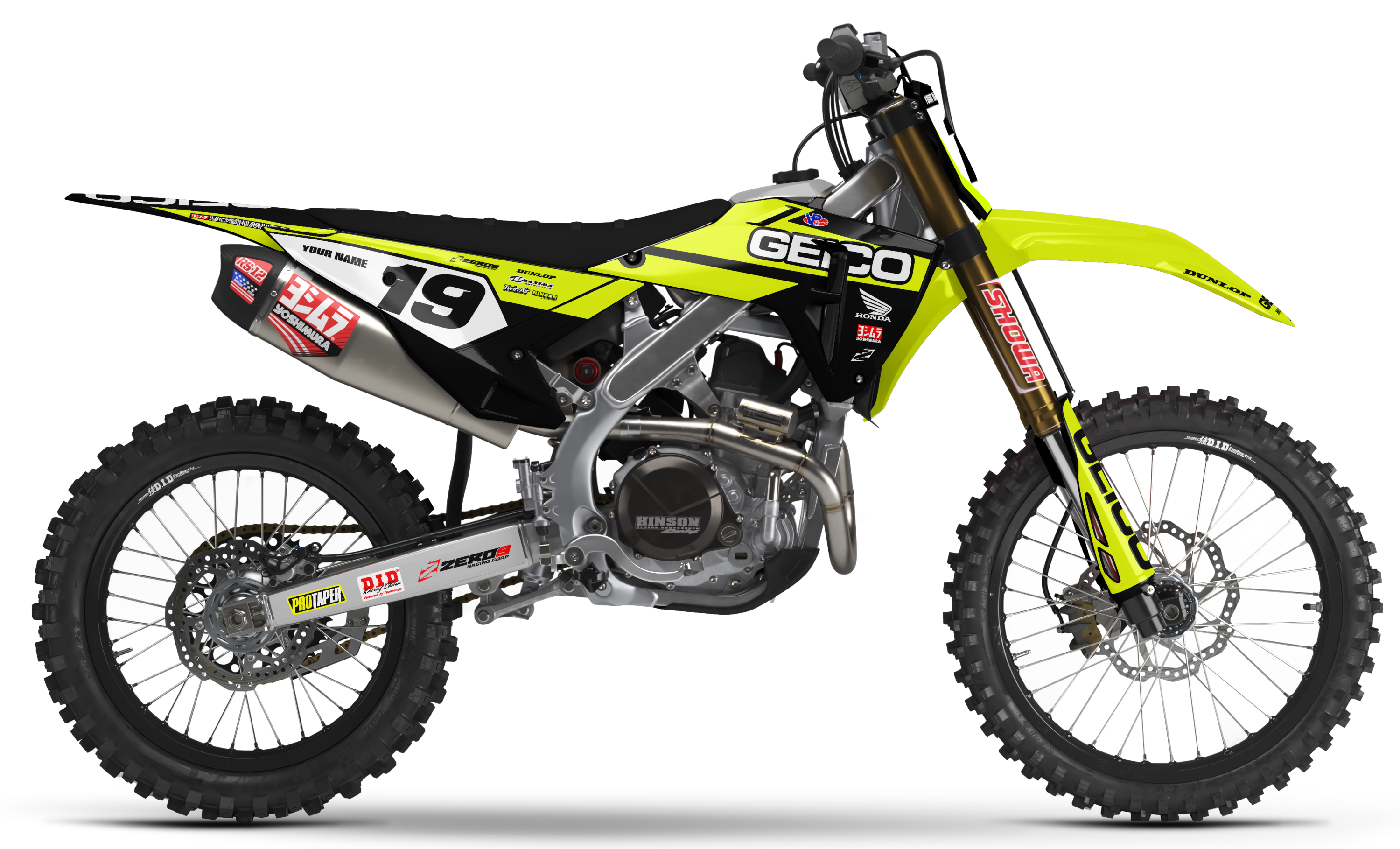 Honda Graphics Kit - GEICO SOLID | Vivid Yellow