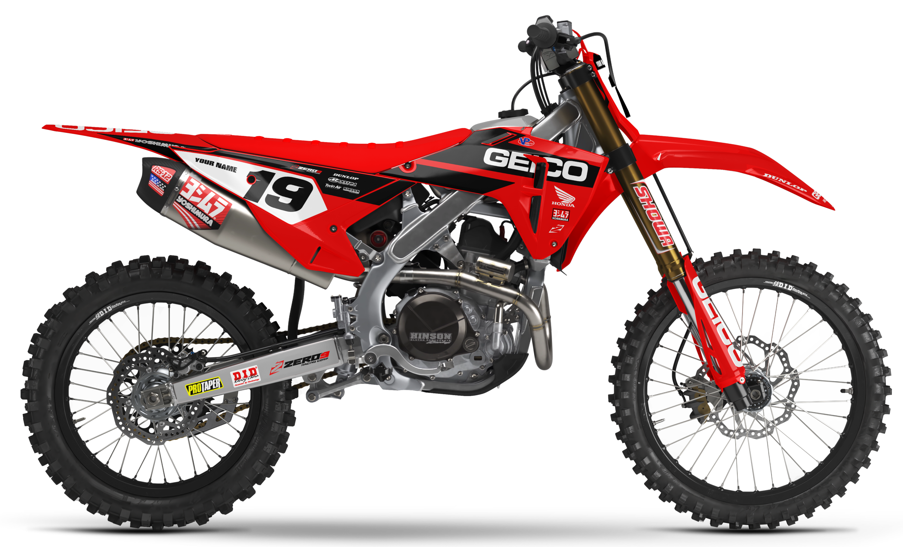 Honda Graphics Kit - GEICO SOLID | Red
