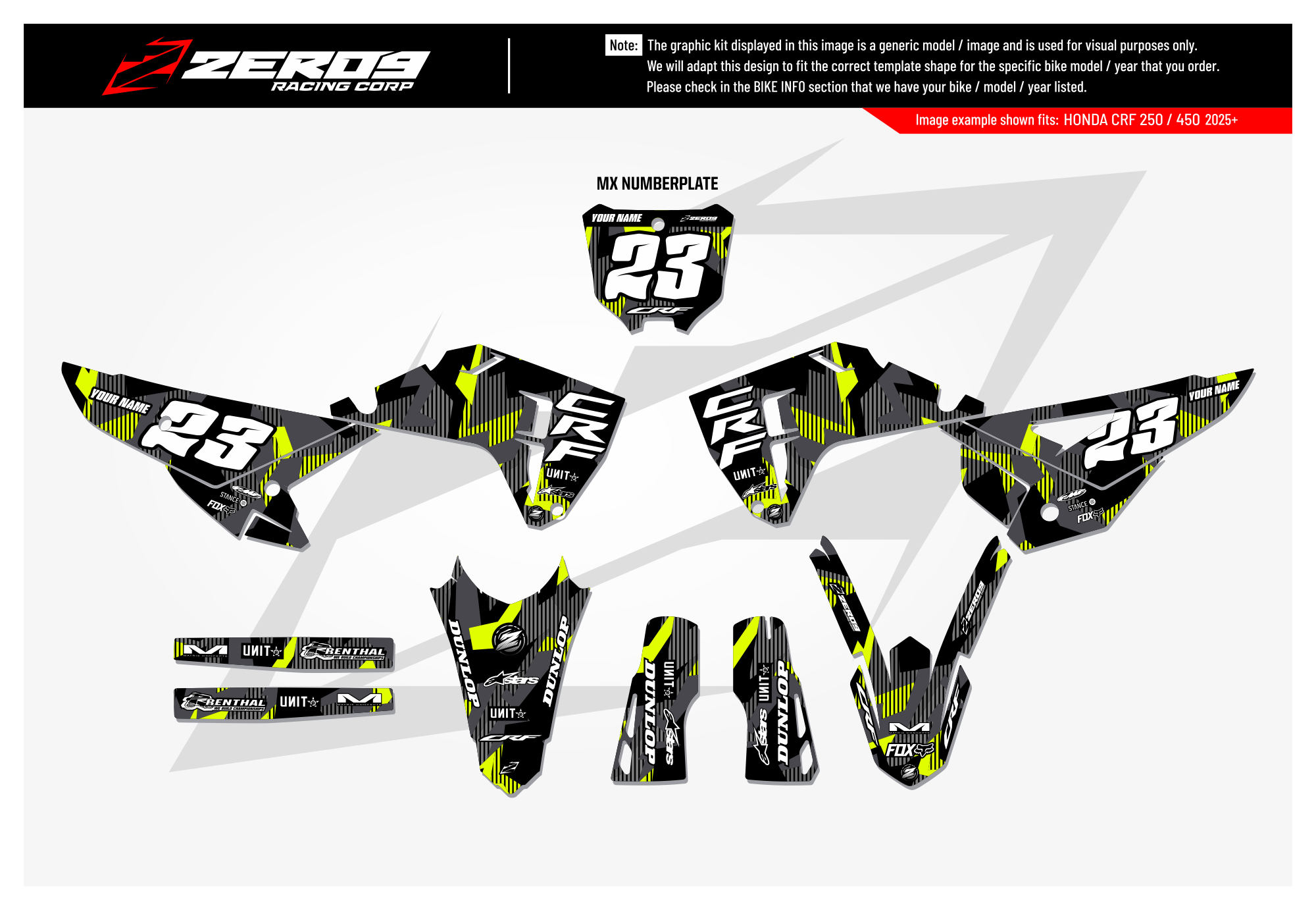 Honda Graphics Kit - LAZR | Black
