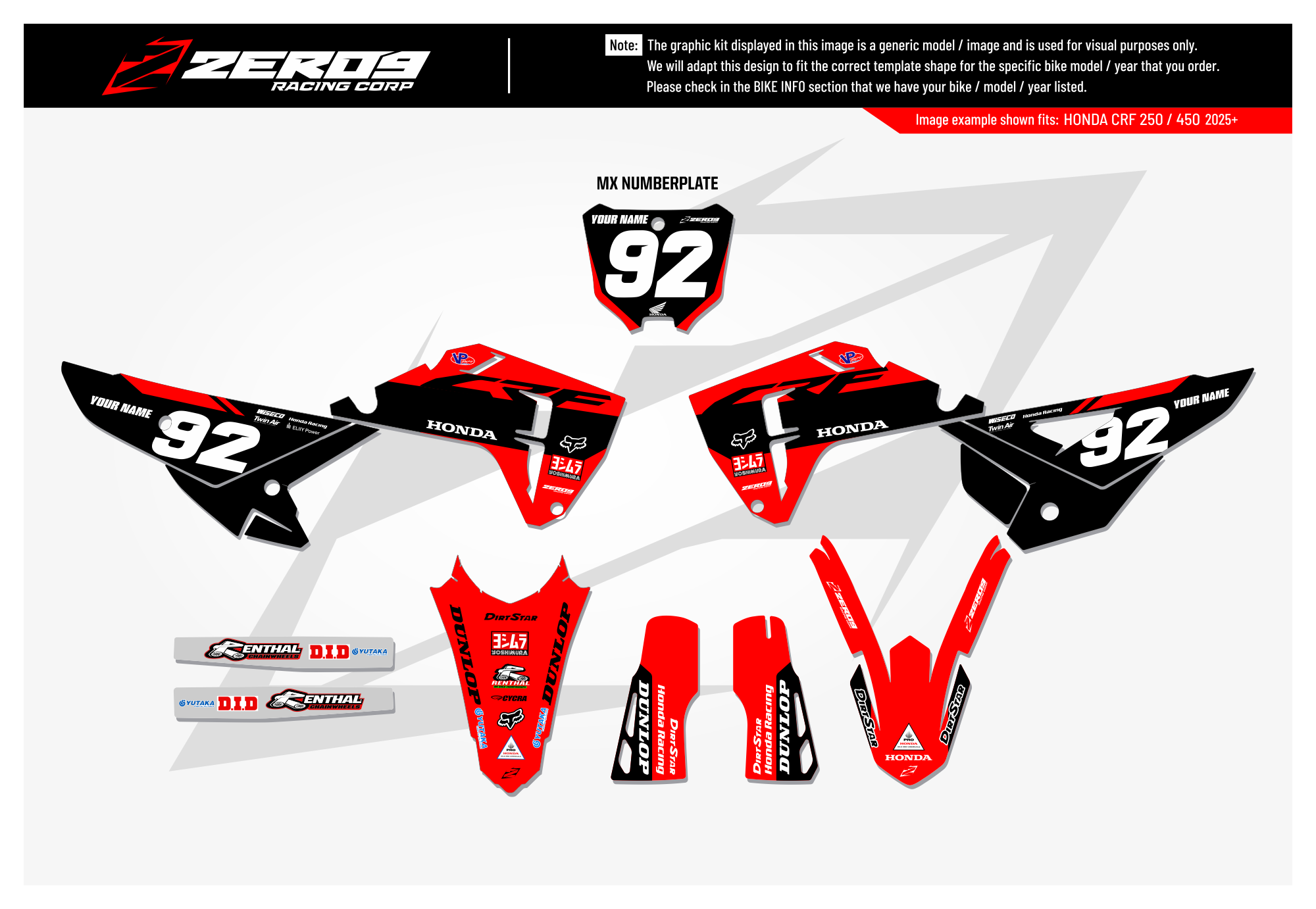 Honda Graphics Kit - NOVA | Red/Black