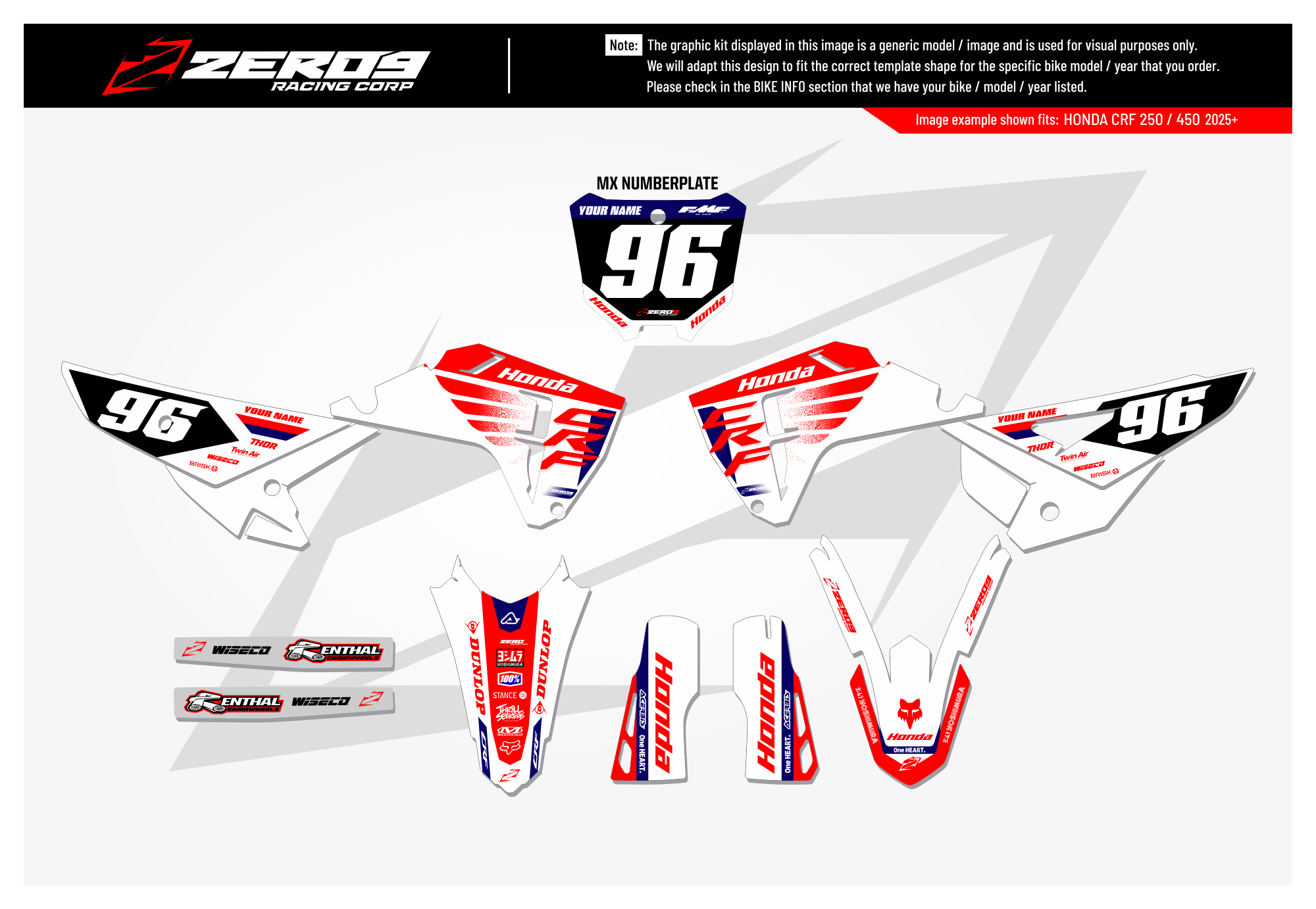 Honda Graphics Kit - POWR | White