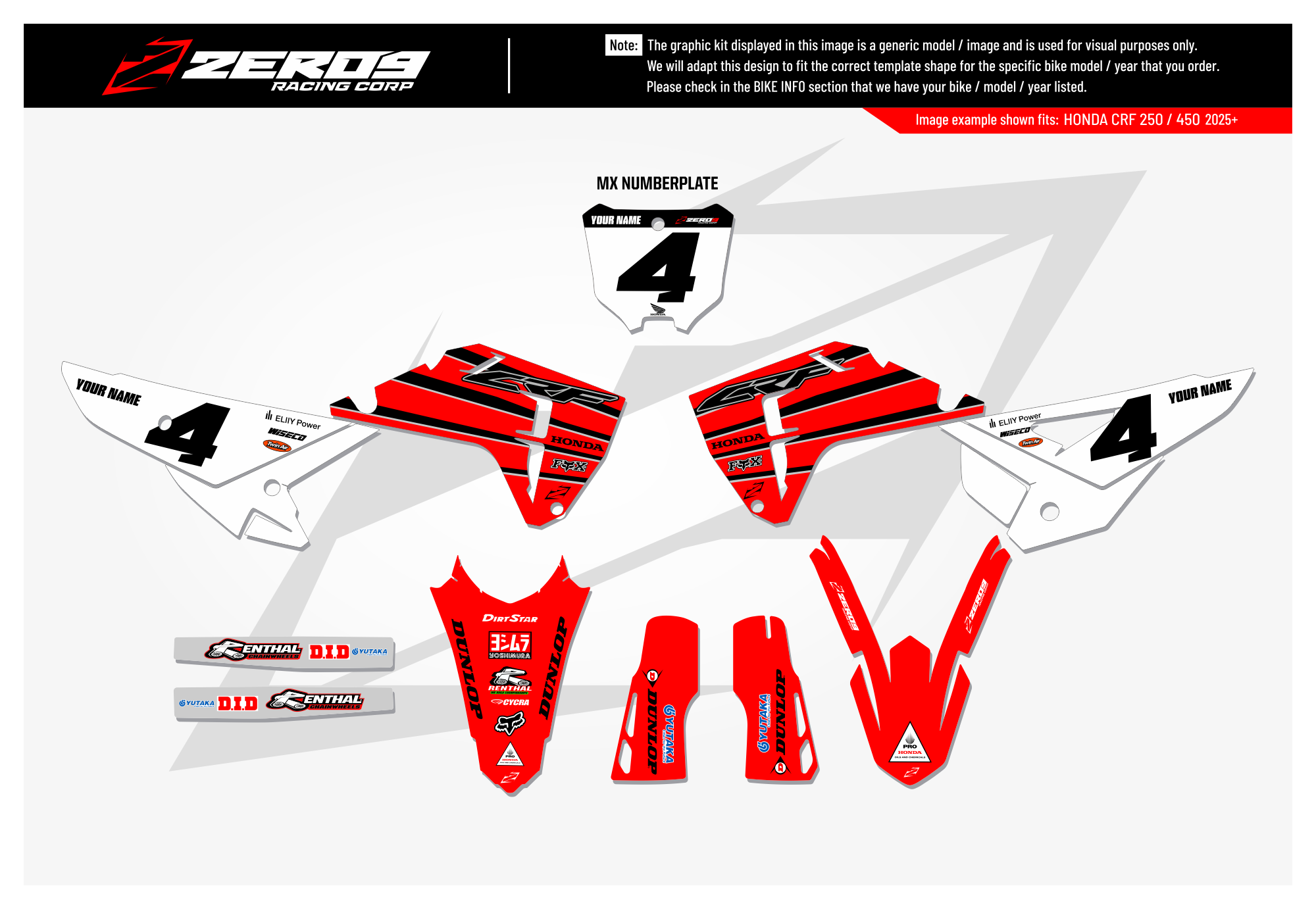 Honda Graphics Kit - RC | Red
