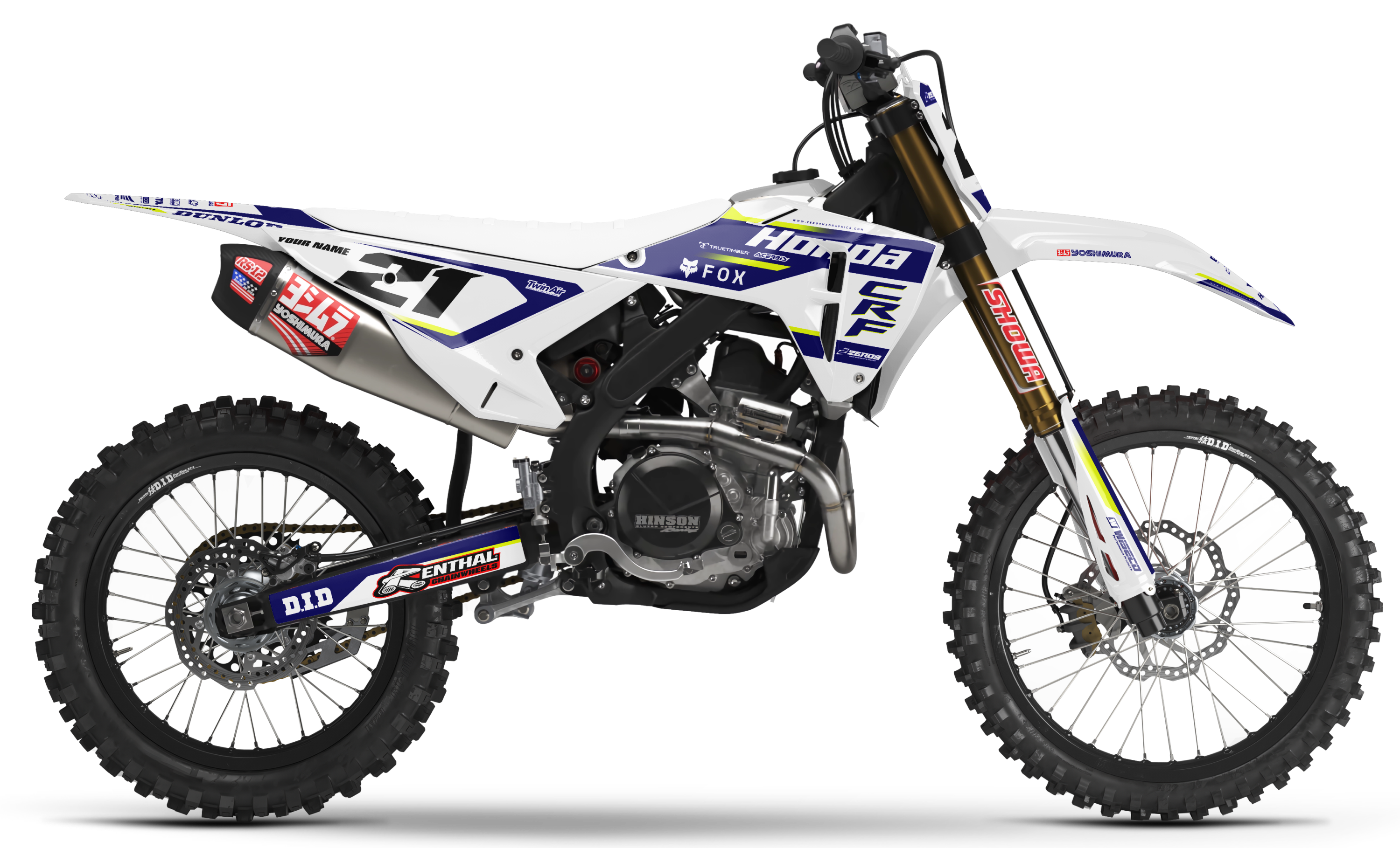 Honda Graphics Kit - STUX | White/Blue/Vivid Yellow