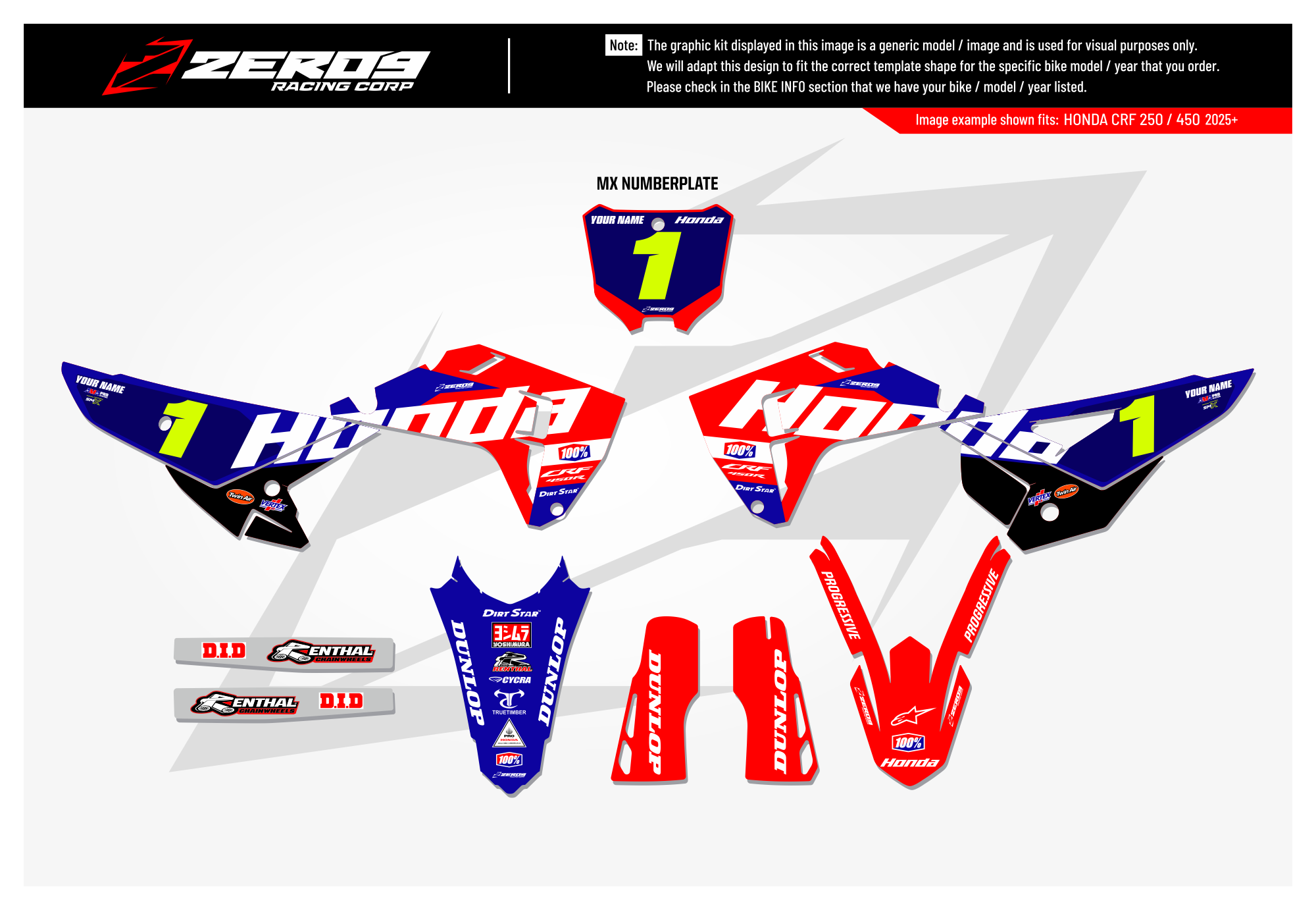 Honda Graphics Kit - TEAM 27 | Red