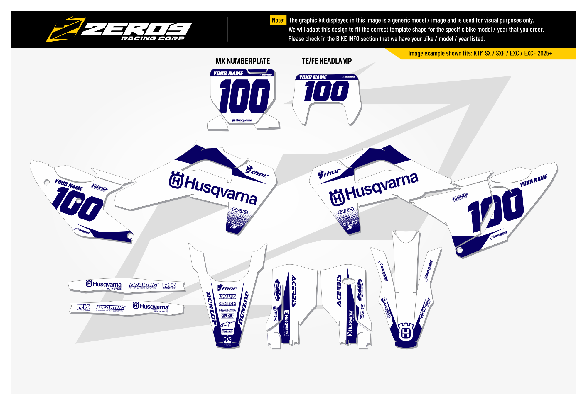 Husqvarna Graphics Kit - BLOK | White/Blue
