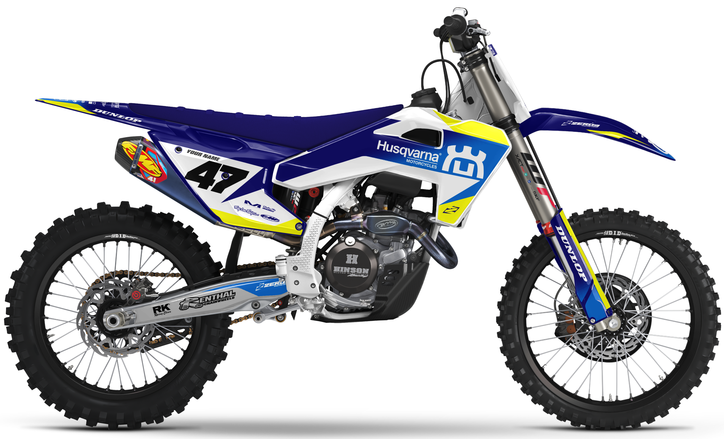 Husqvarna Graphics Kit - FADE | White/Blue/Vivid Yellow