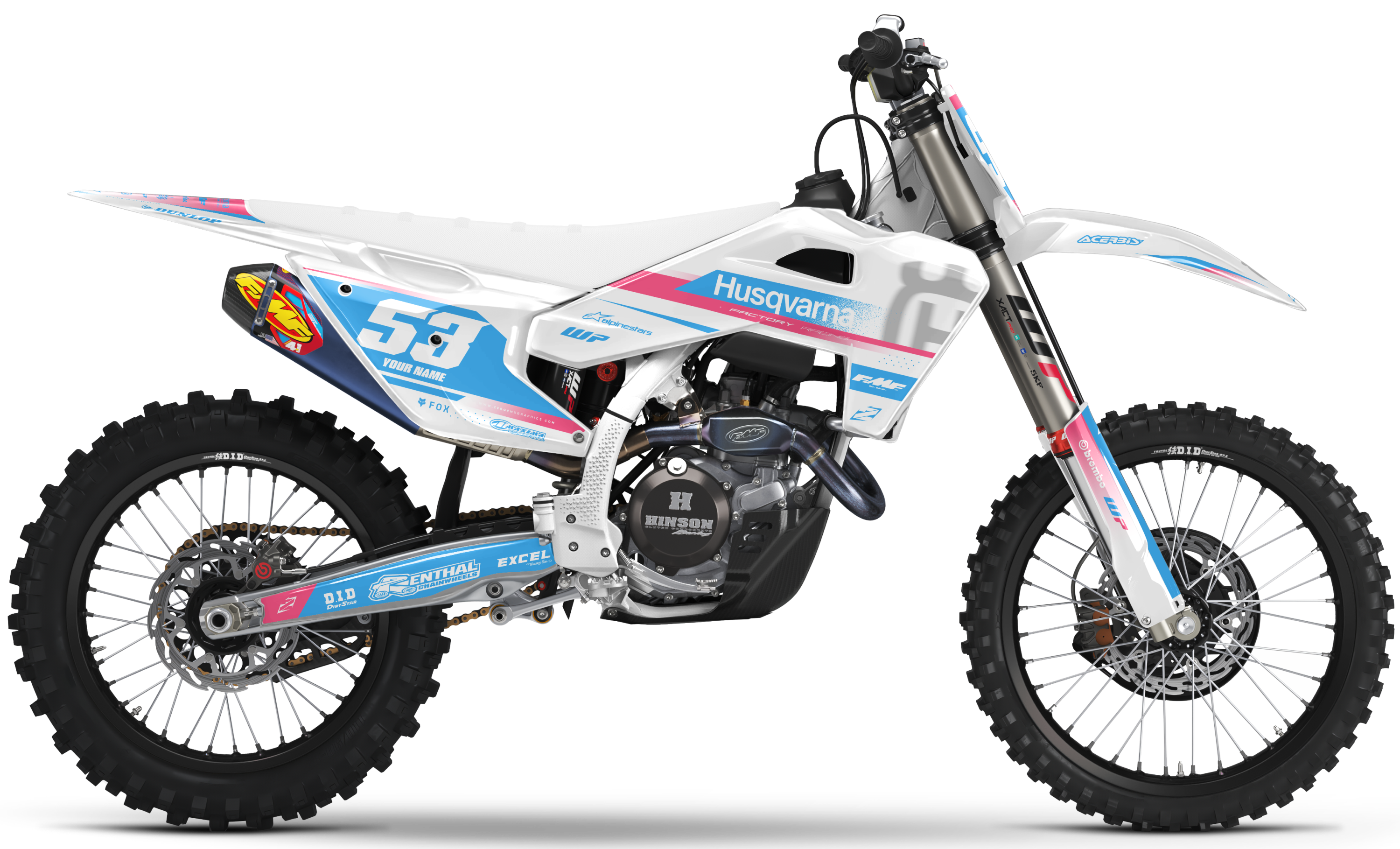 Husqvarna Graphics Kit - VEGA | White/Blue/Pink