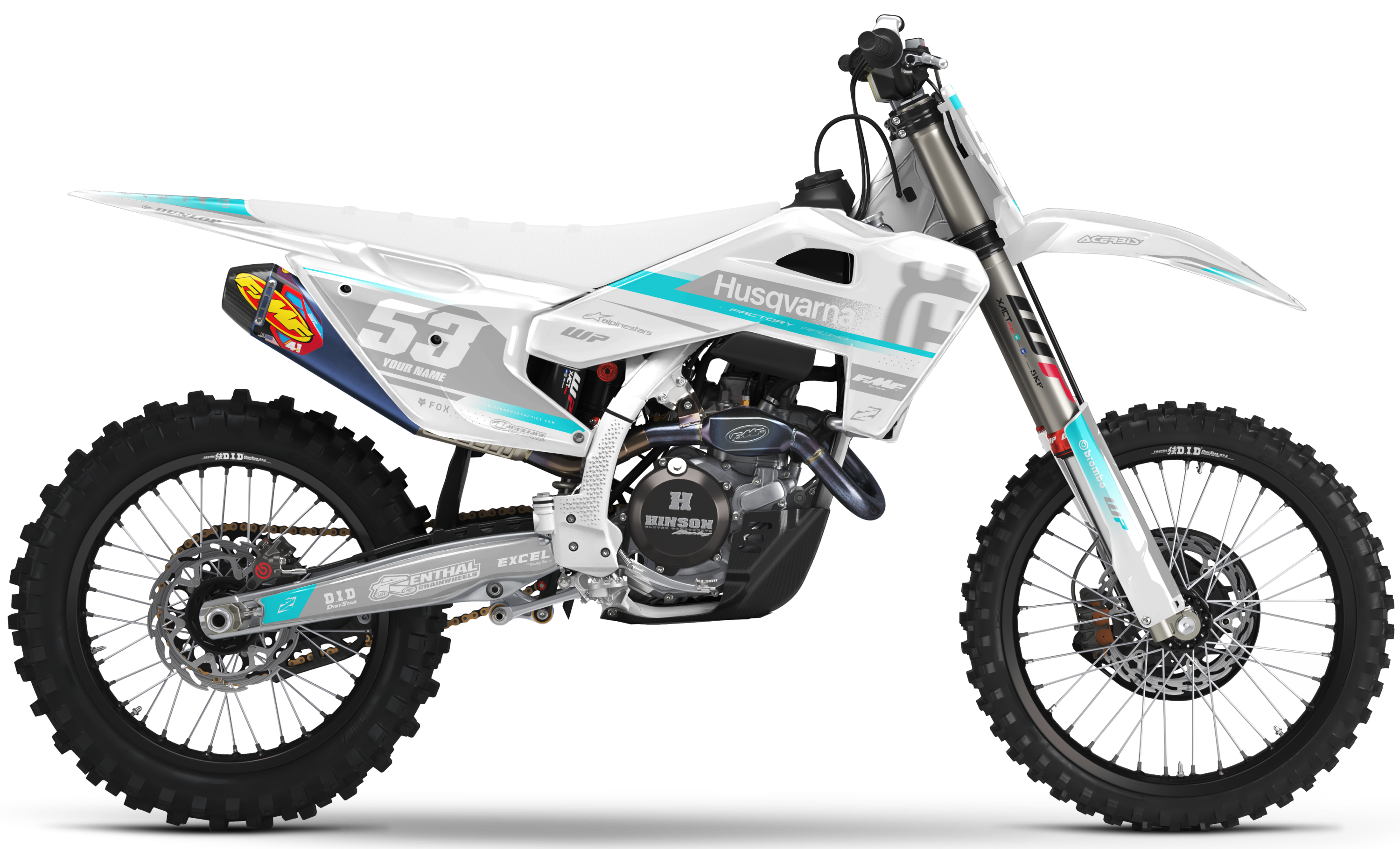 Husqvarna Graphics Kit - VEGA | White/Turquoise