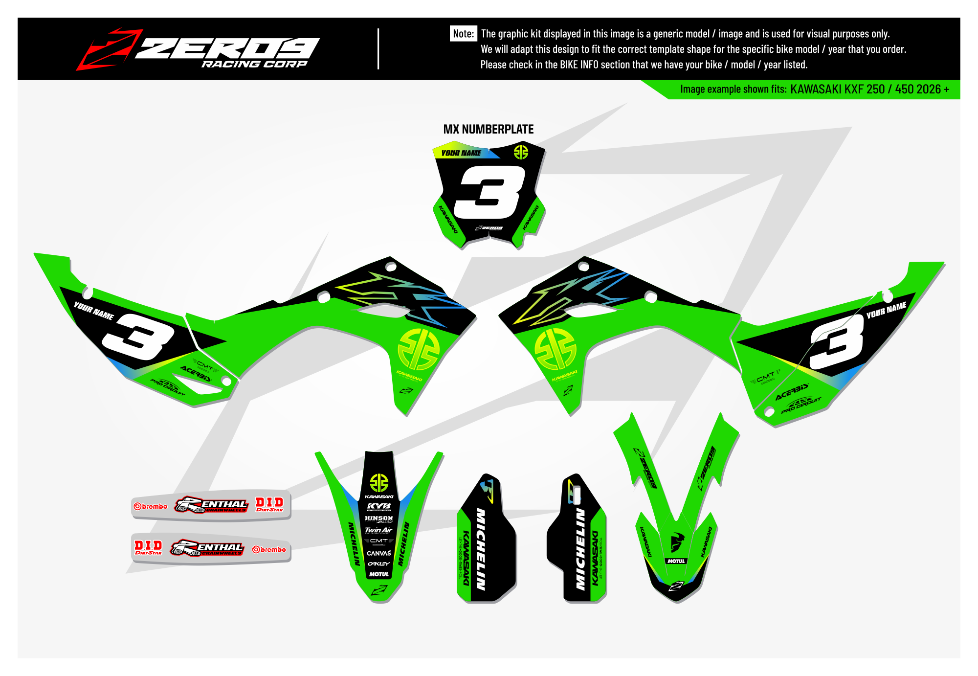 Kawasaki Graphics Kit - ATOM | Green