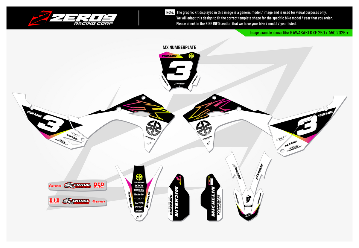 Kawasaki Graphics Kit - ATOM | White