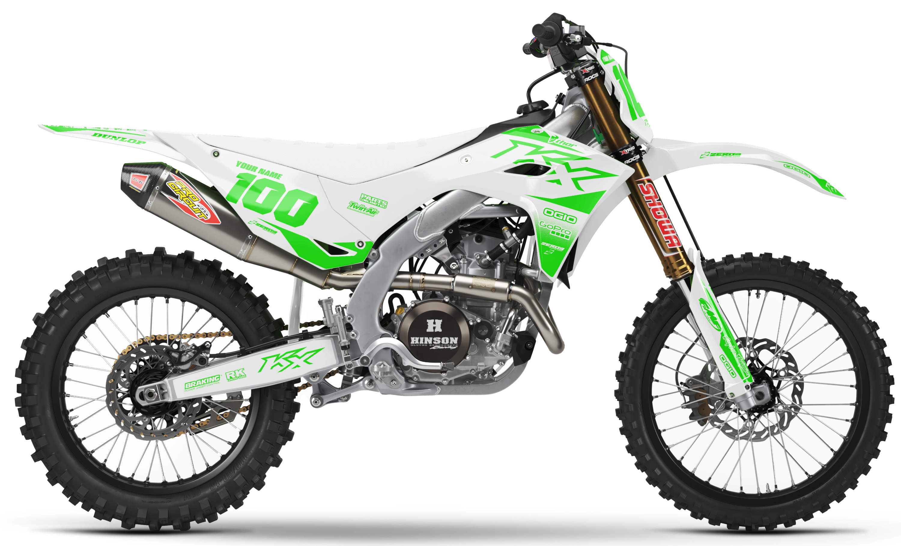 Kawasaki Graphics Kit - BLOK | White/Green