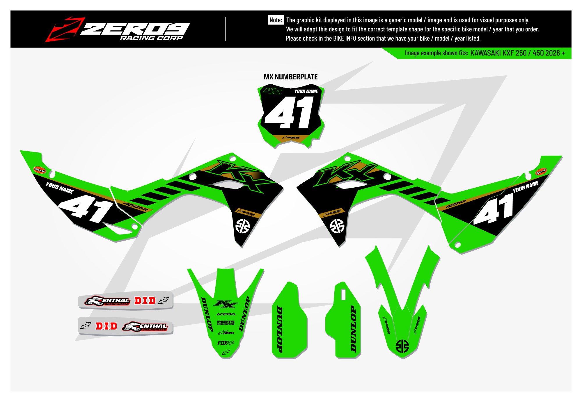 Kawasaki Graphics Kit - BOLD | Green