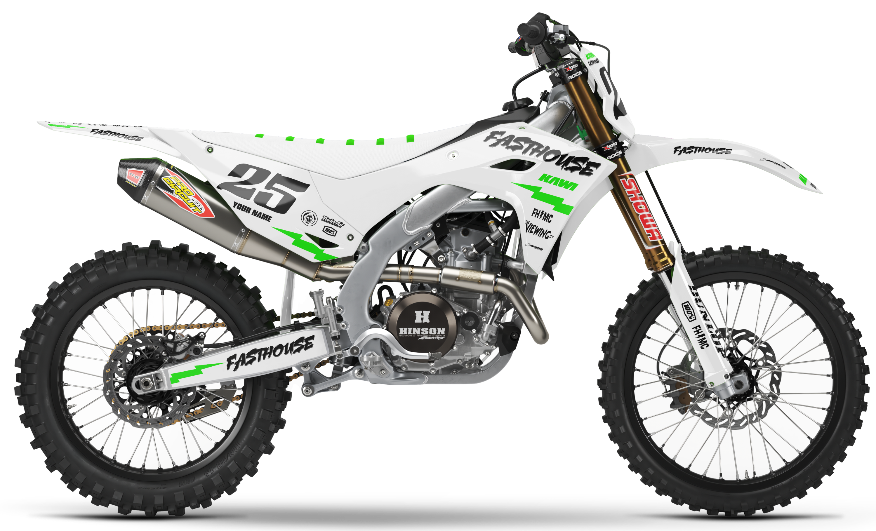 Kawasaki Graphics Kit - FASTHOUSE | White