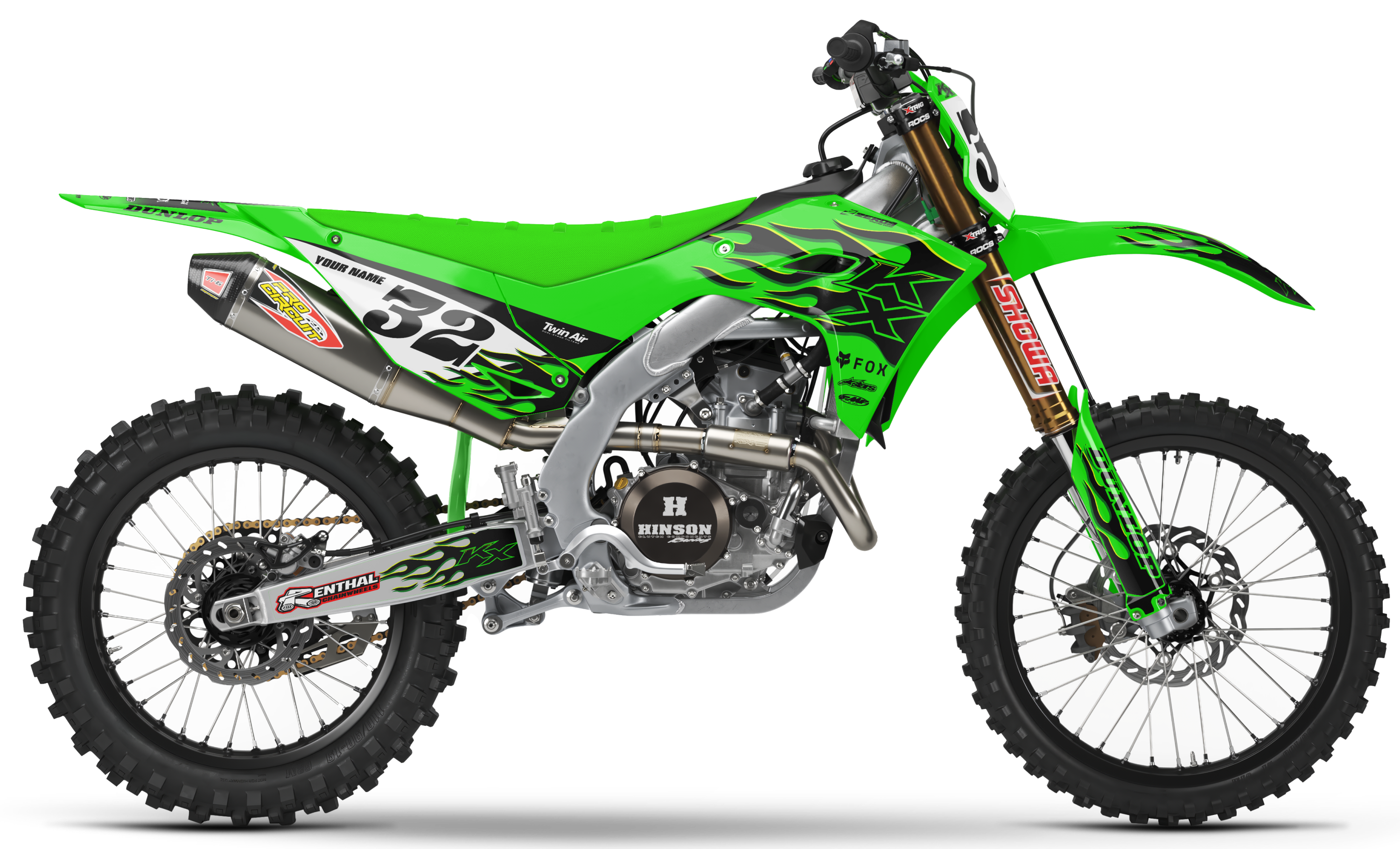 Kawasaki Graphics Kit - FLAME | Green