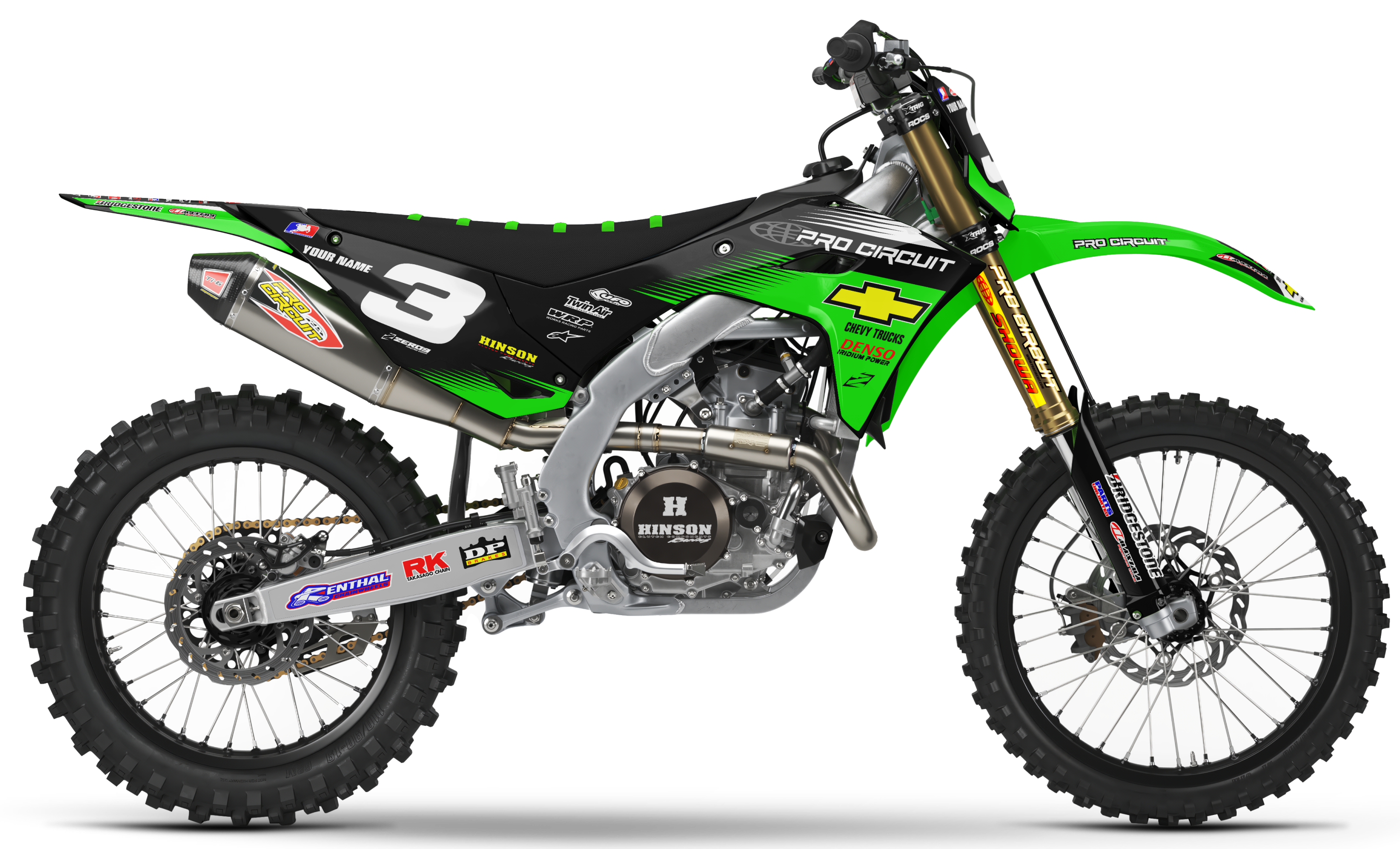 Kawasaki Graphics Kit - PRO CIRCUIT 2003 | Green