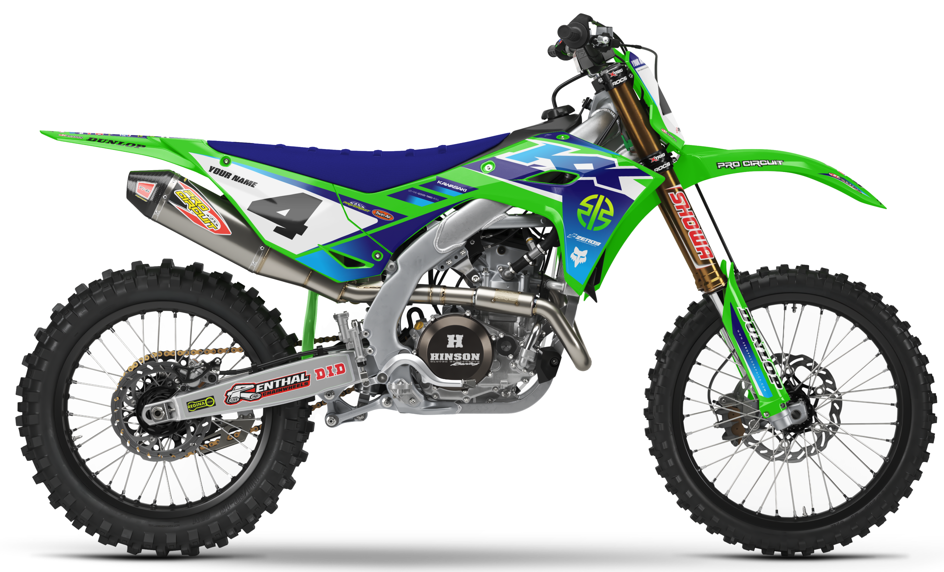 Kawasaki Graphics Kit - TRAX | Green/Blue