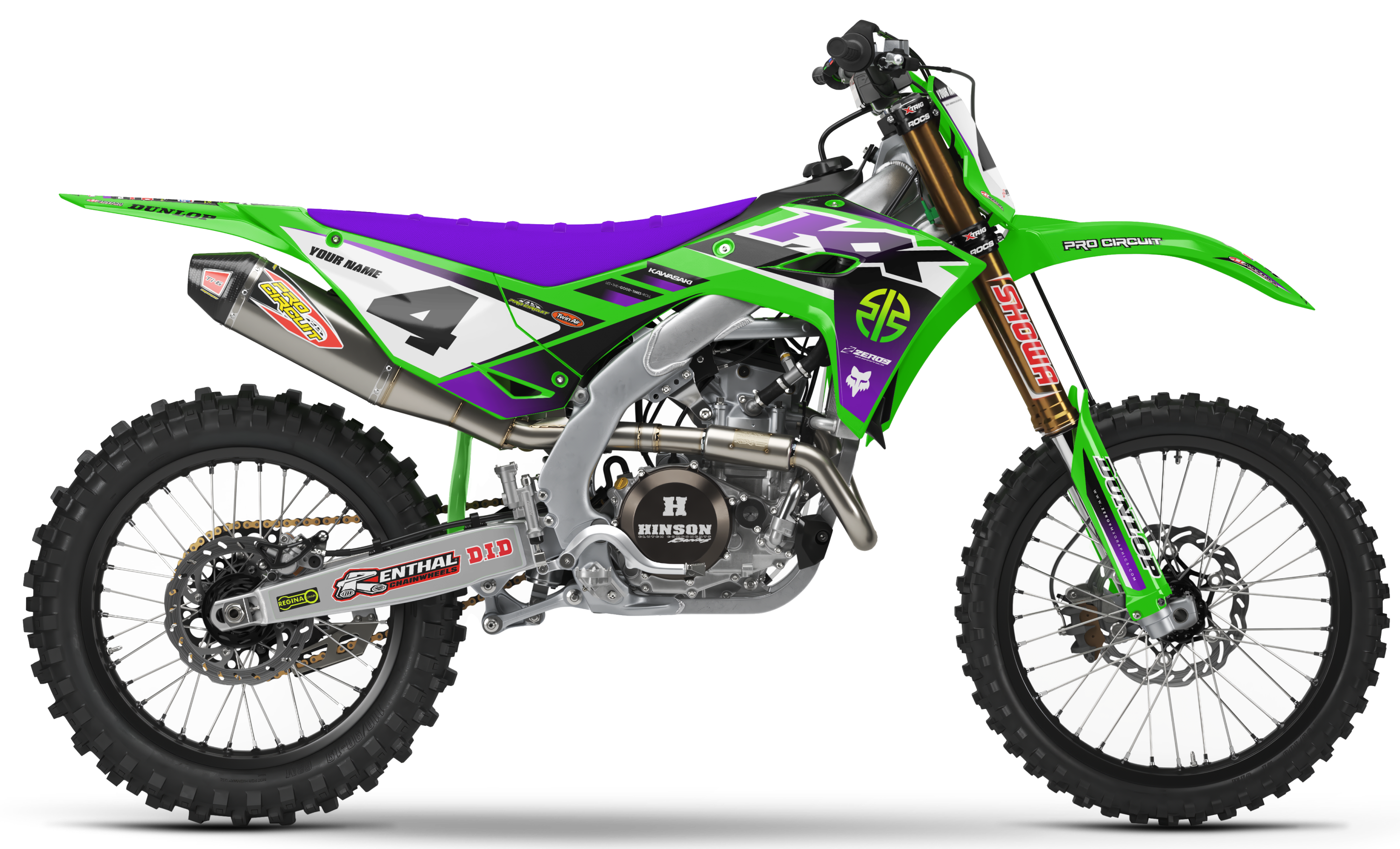 Kawasaki Graphics Kit - TRAX | Green/Purple