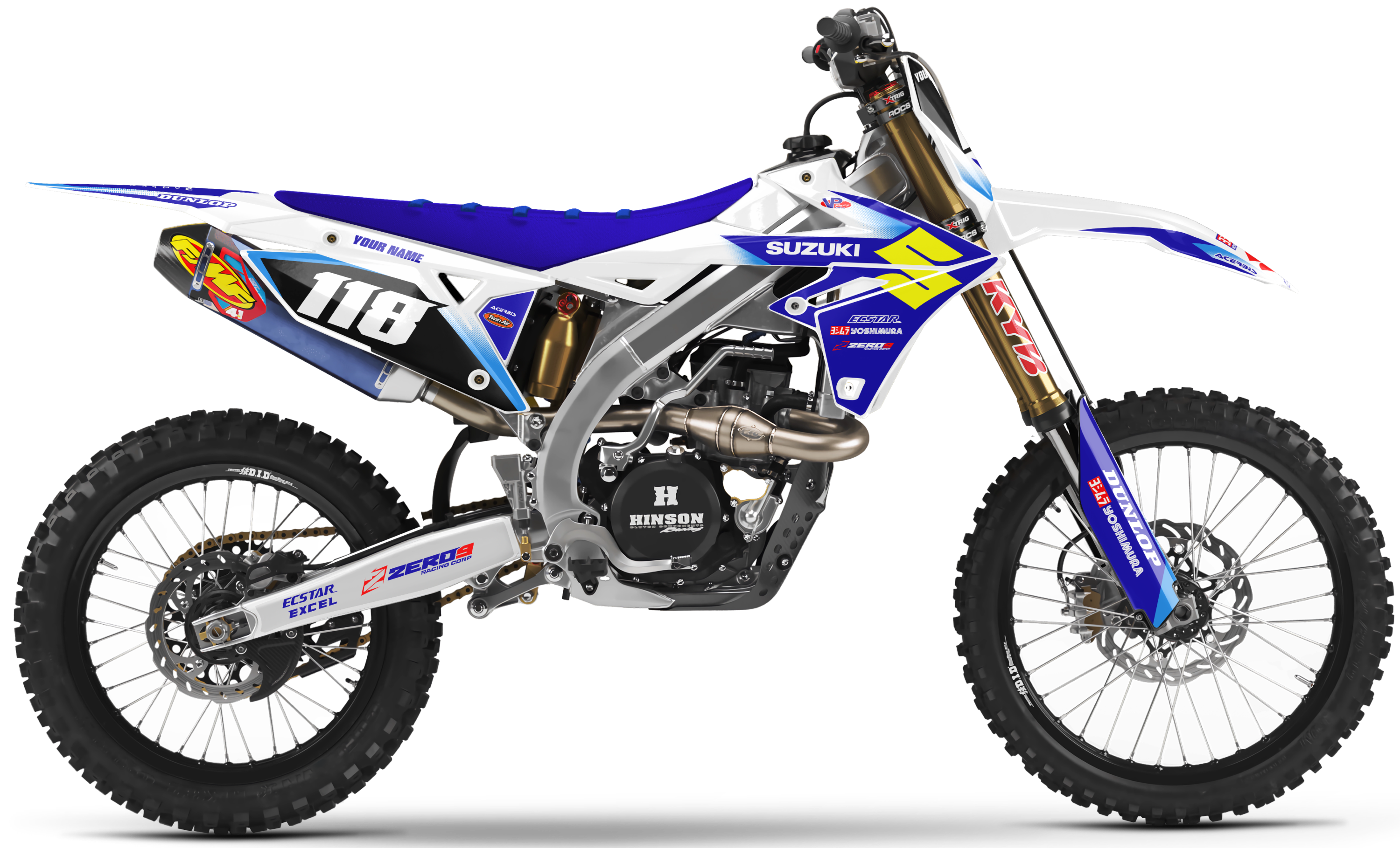 Suzuki Graphics Kit - ELEMENT | White/Blue