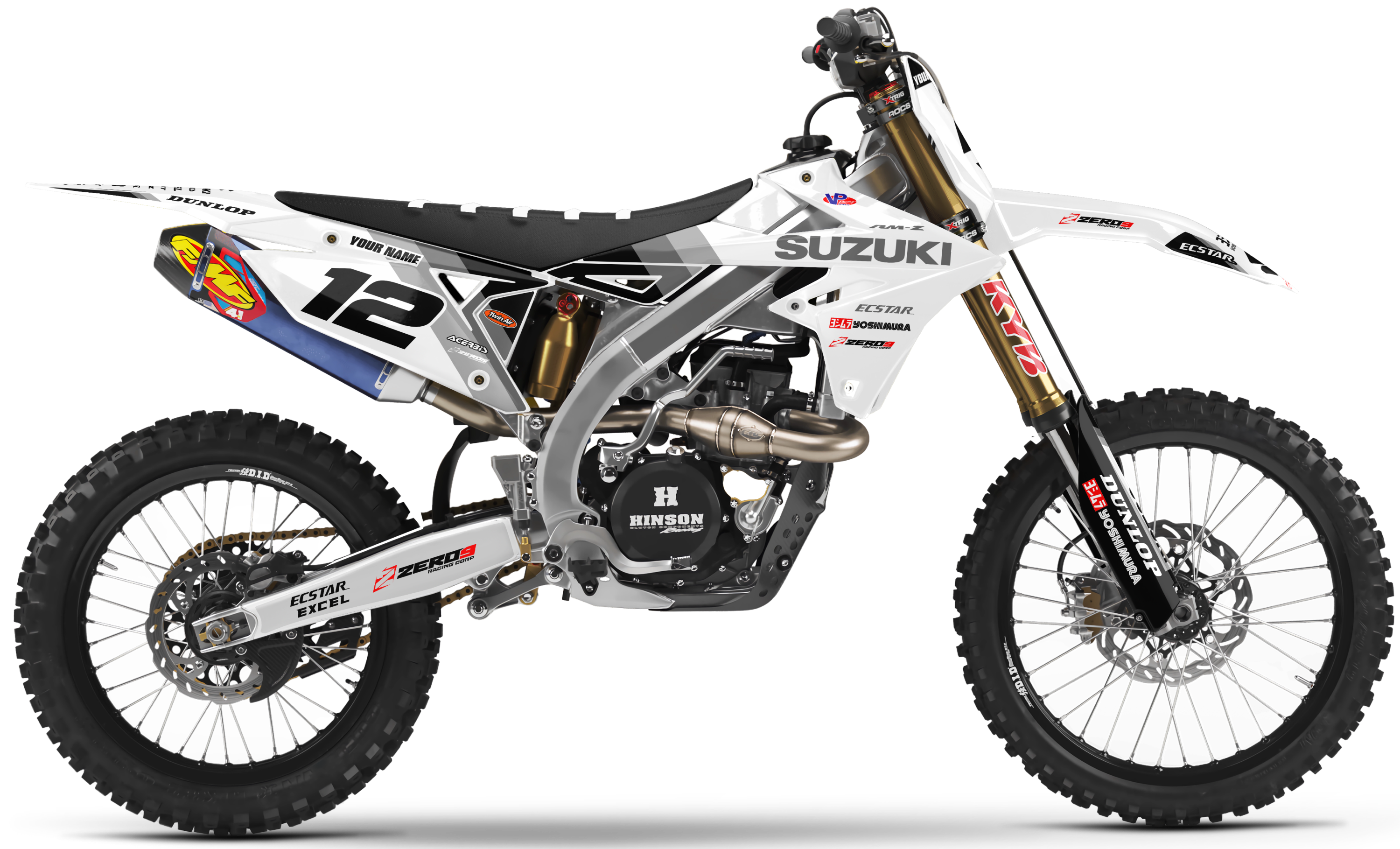 Suzuki Graphics Kit - STRIKE | White/Black