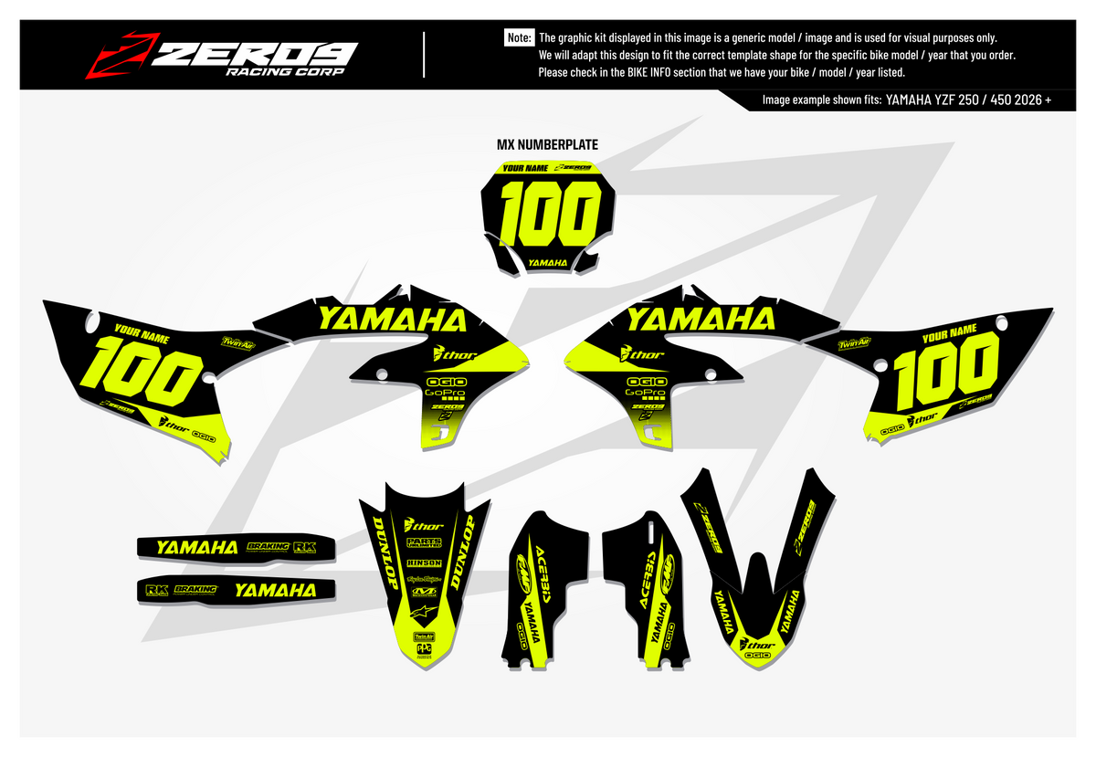 Yamaha Graphics Kit - BLOK | Black/Vivid Yellow