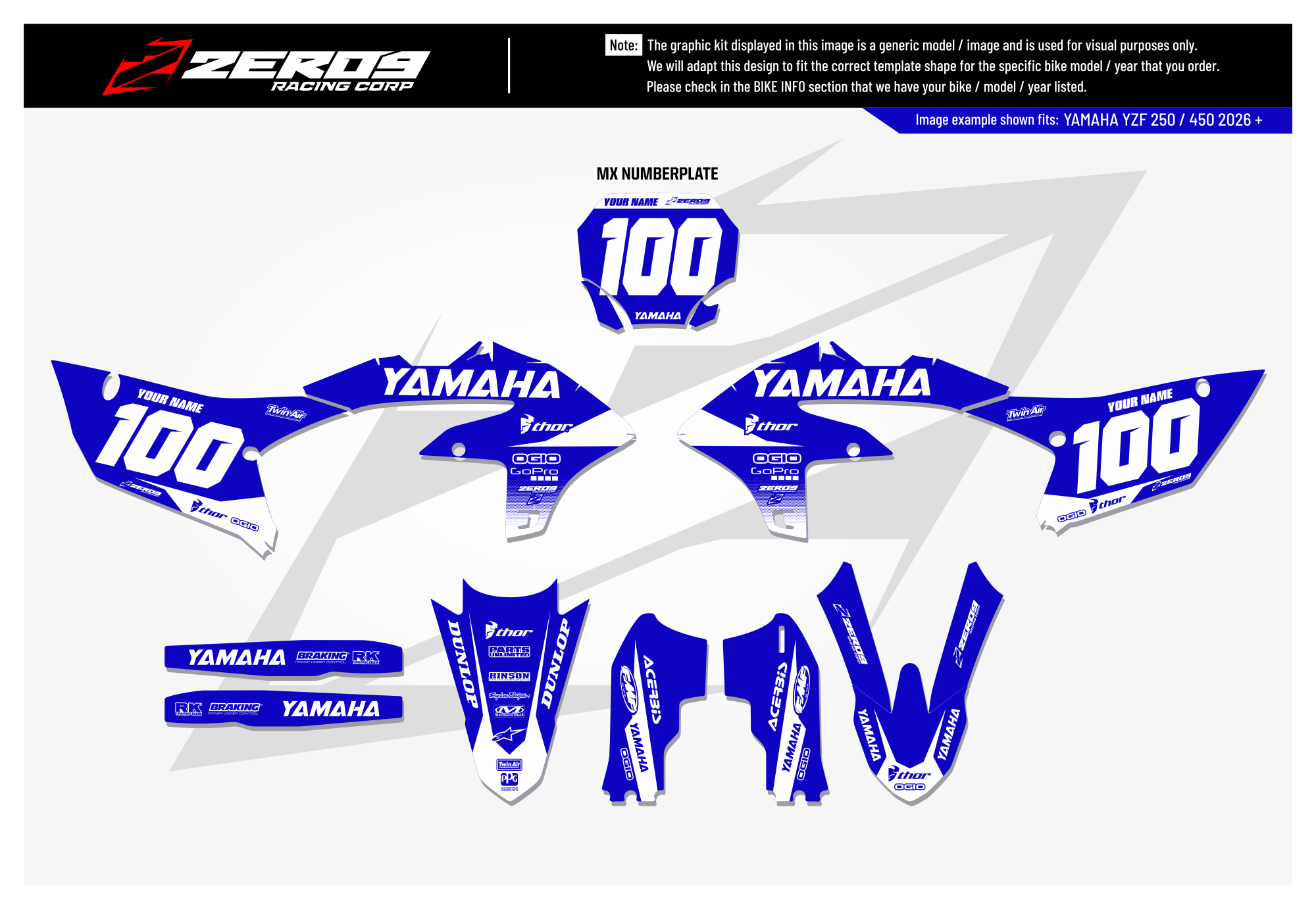 Yamaha Graphics Kit - BLOK | Blue/White