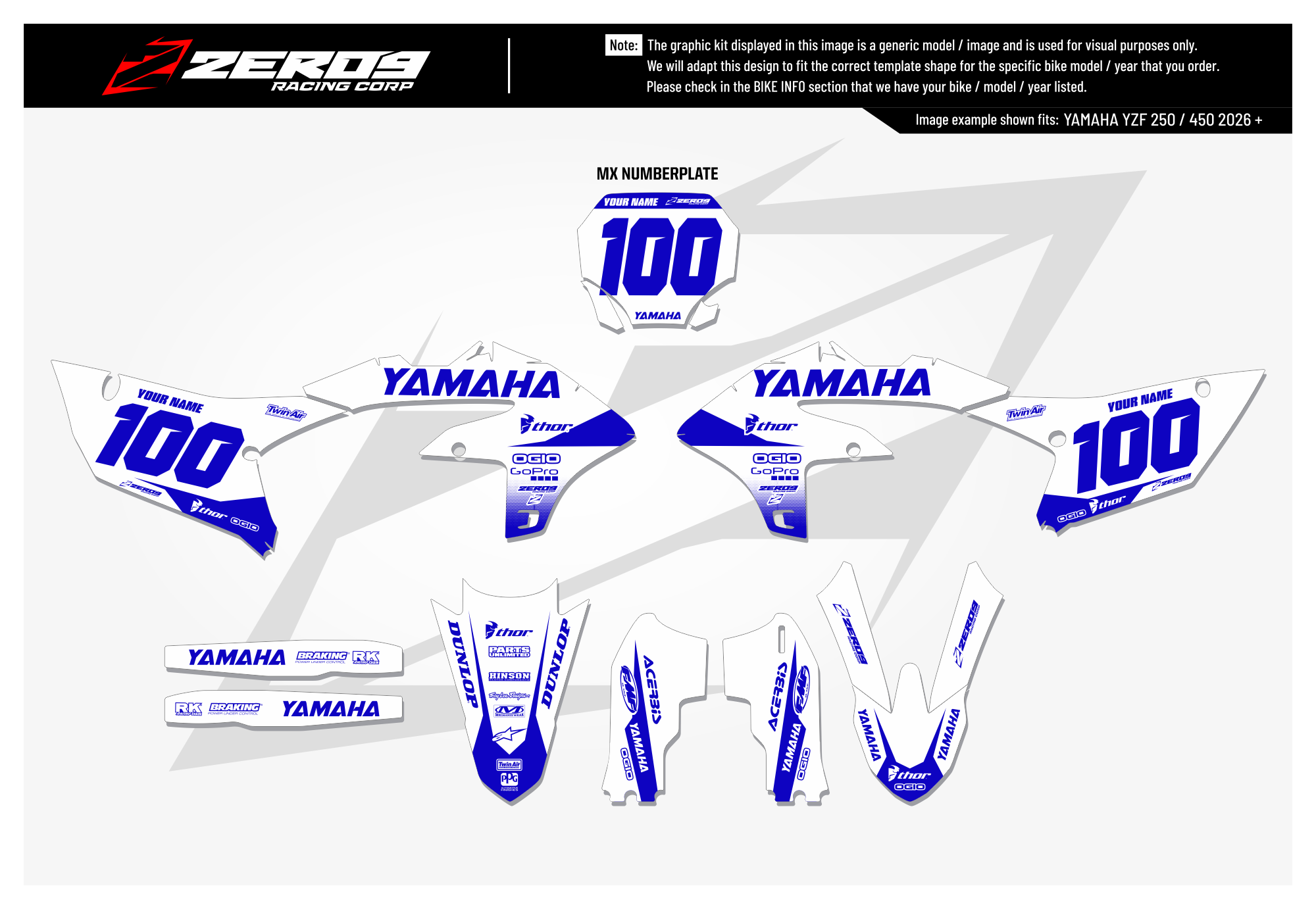 Yamaha Graphics Kit - BLOK | White/Blue