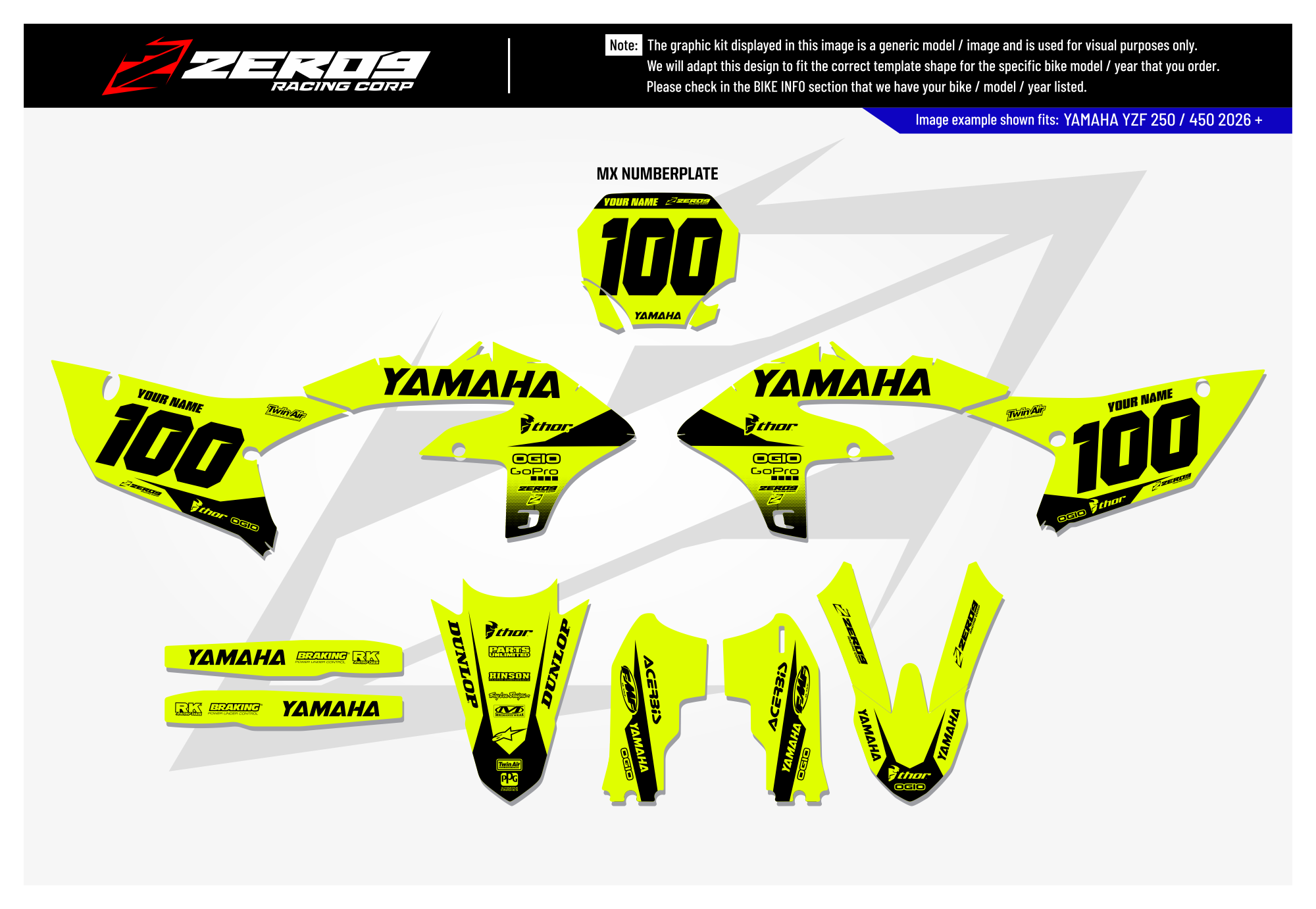 Yamaha Graphics Kit - BLOK | Vivid Yellow/Black