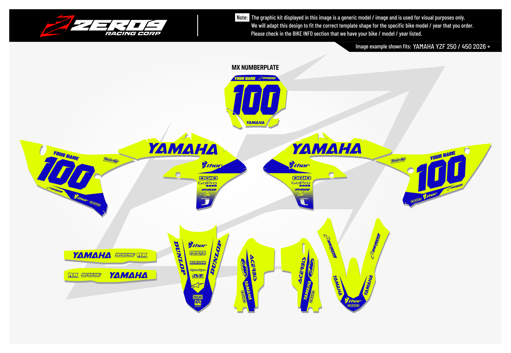 Yamaha Graphics Kit - BLOK | Vivid Yellow/Blue
