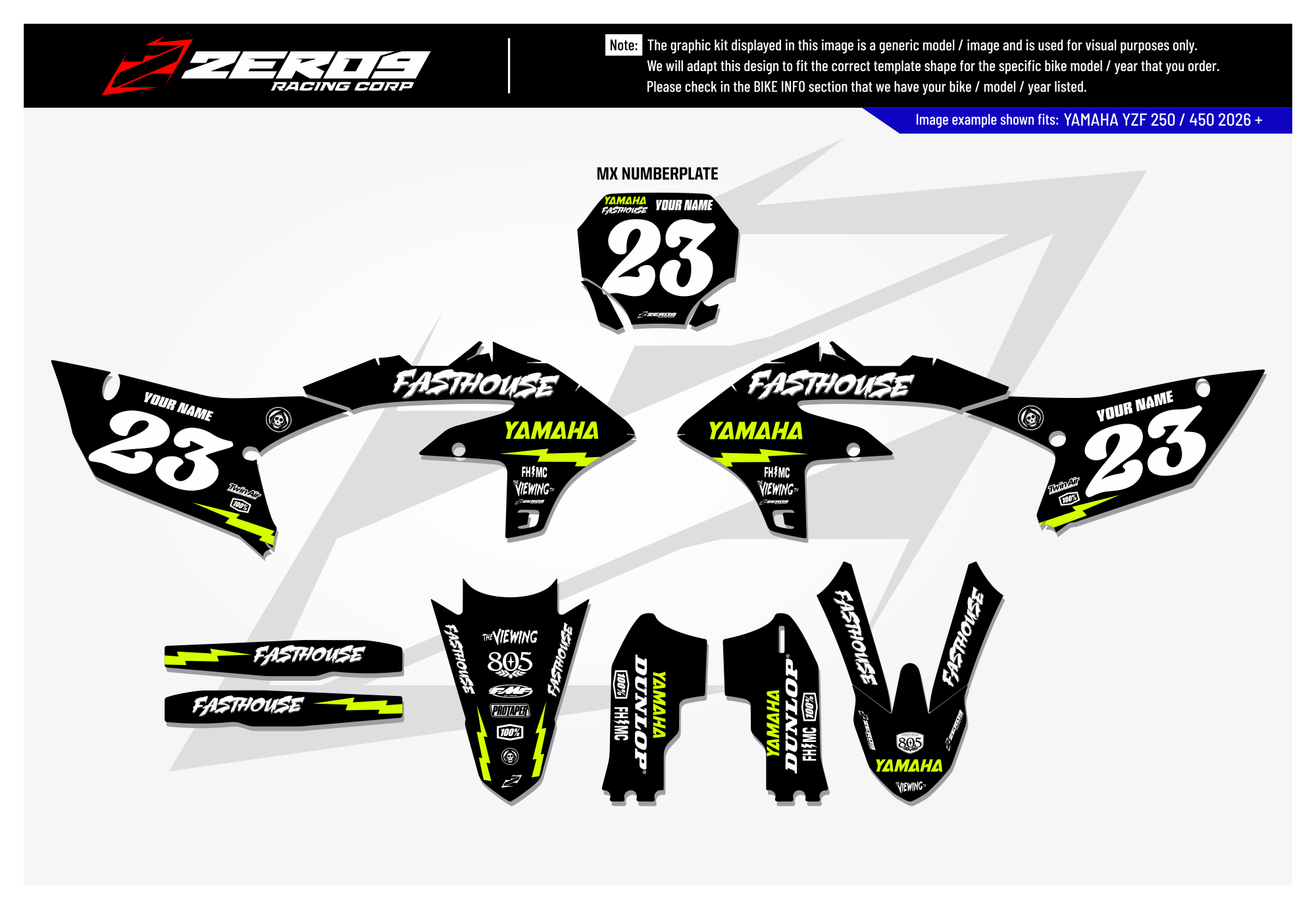 Yamaha Graphics Kit - FASTHOUSE | Black
