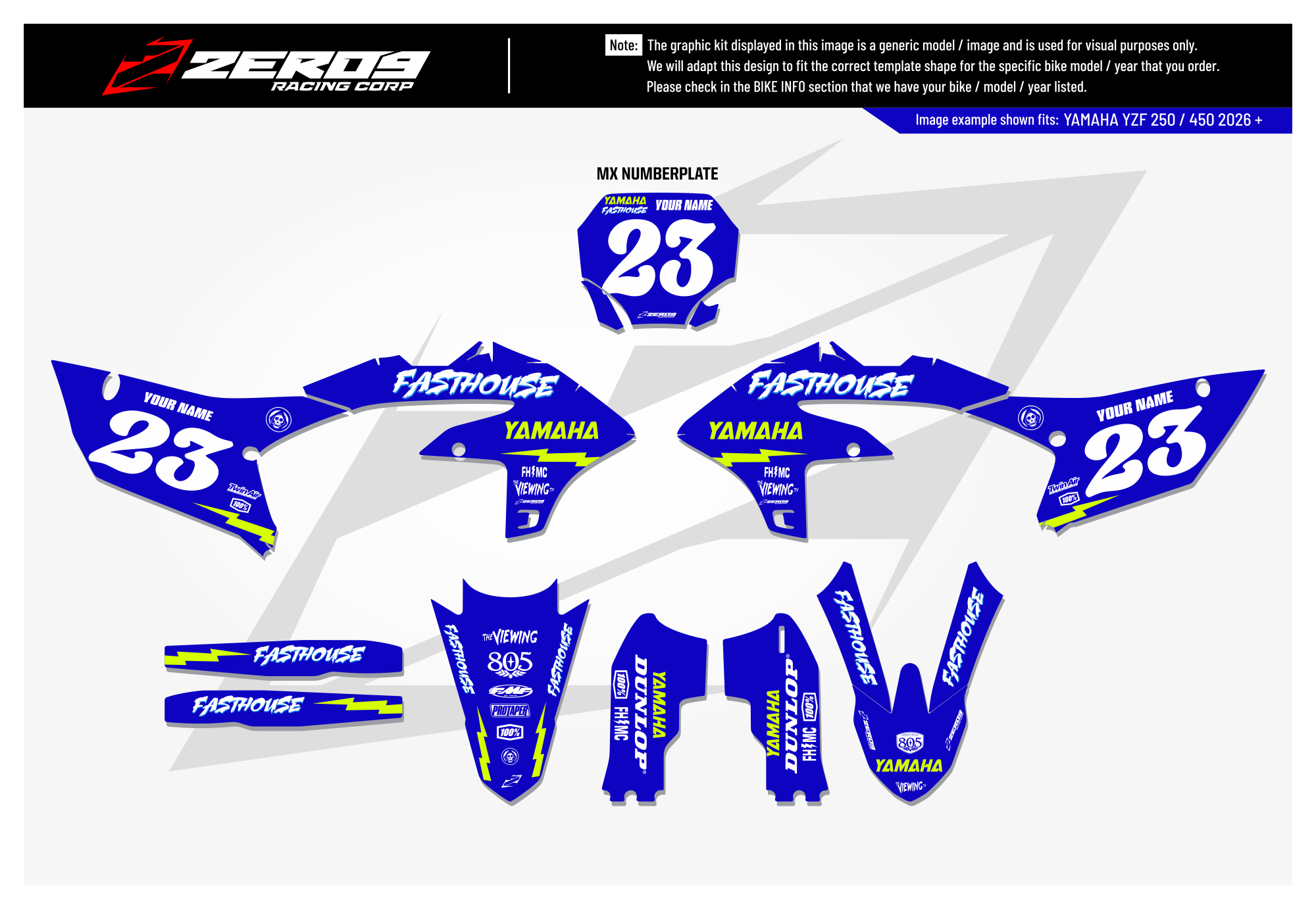Yamaha Graphics Kit - FASTHOUSE | Blue