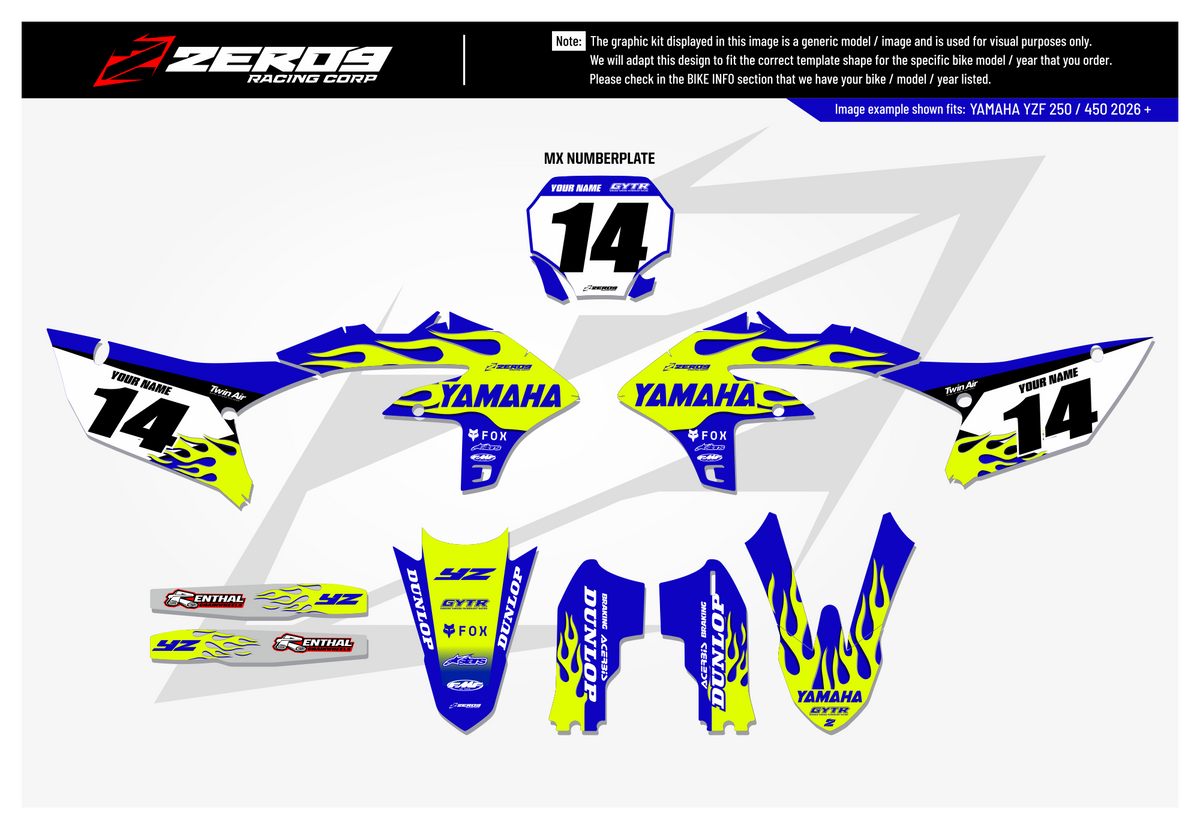 Yamaha Graphics Kit - FLAME | Blue