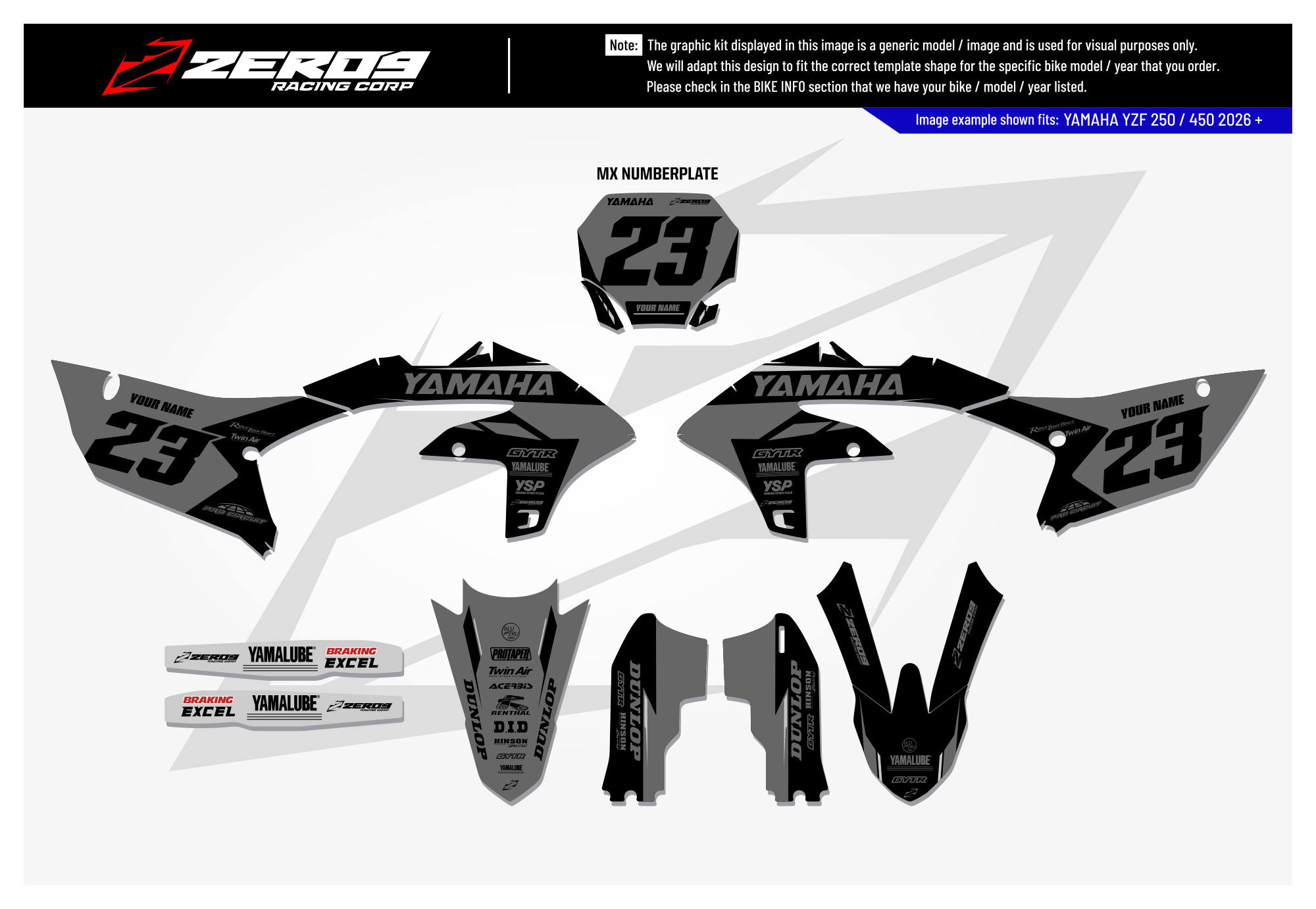 Yamaha Graphics Kit - FLOW | Black/Grey
