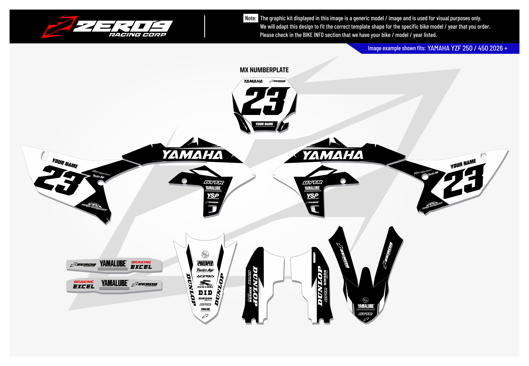 Yamaha Graphics Kit - FLOW | Black/White