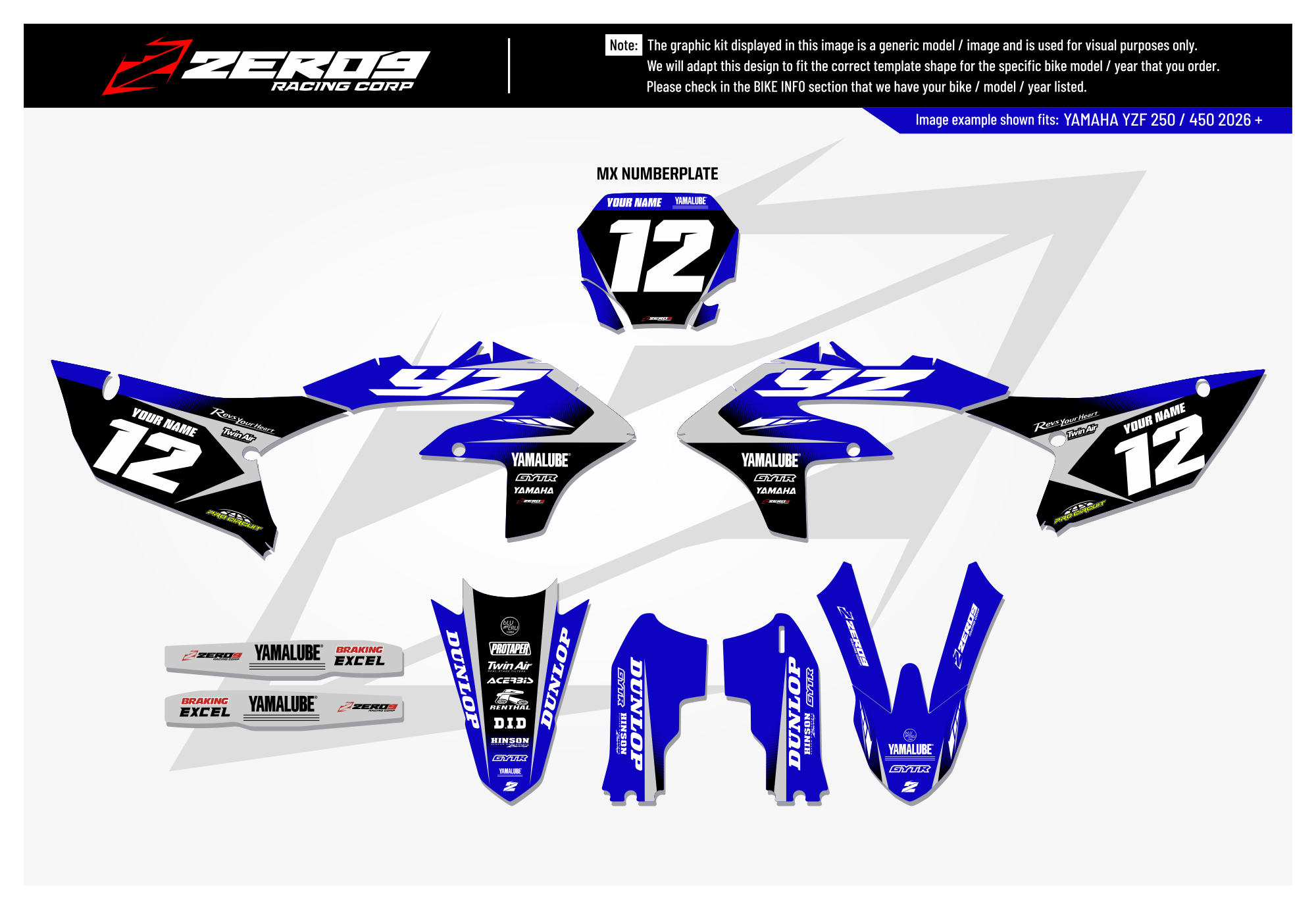 Yamaha Graphics Kit - PRIME | Blue/Grey