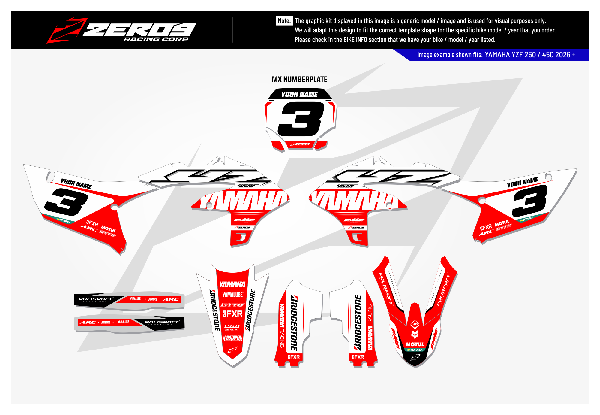 Yamaha Graphics Kit - RACE | White/Red