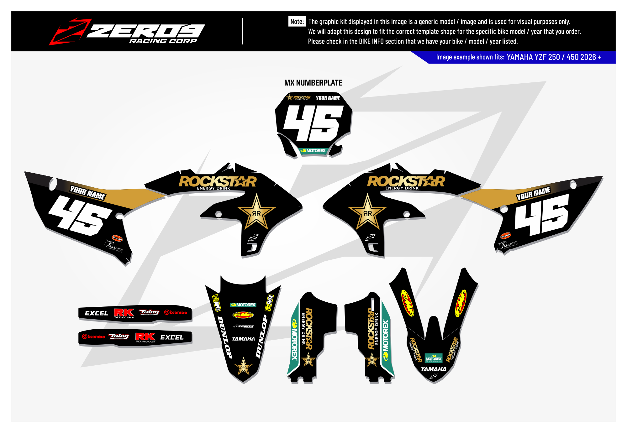 Yamaha Graphics Kit - ROCKSTAR 22 | Black