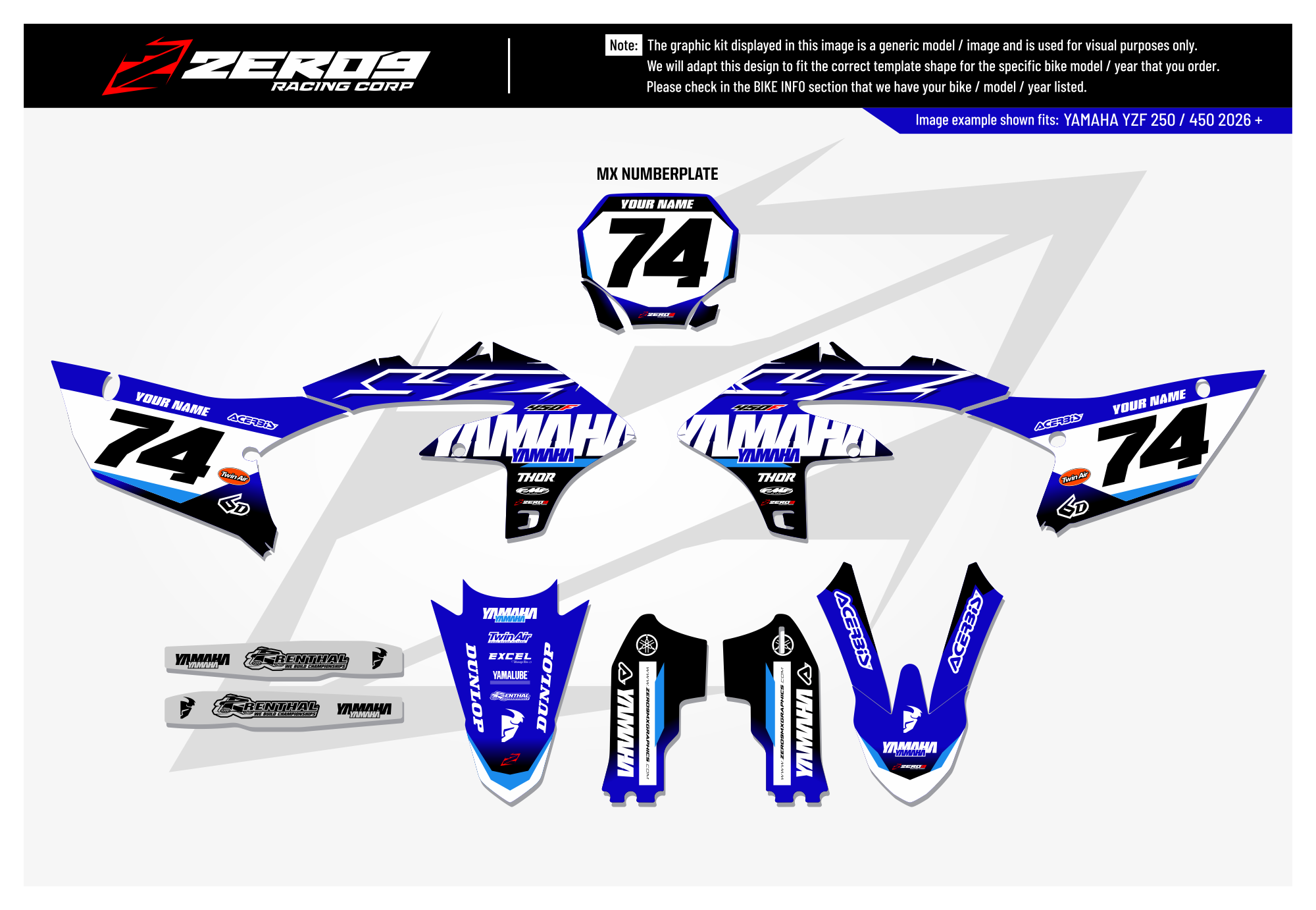 Yamaha Graphics Kit - RUSH | Blue/Blue