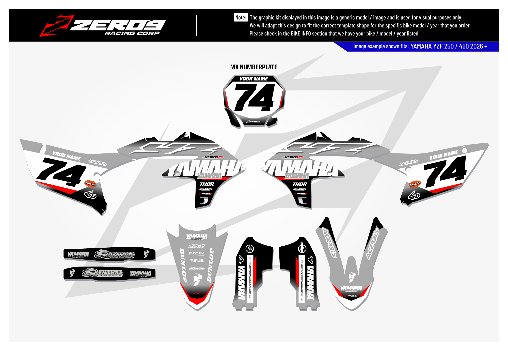 Yamaha Graphics Kit - RUSH | Grey/Black/Red